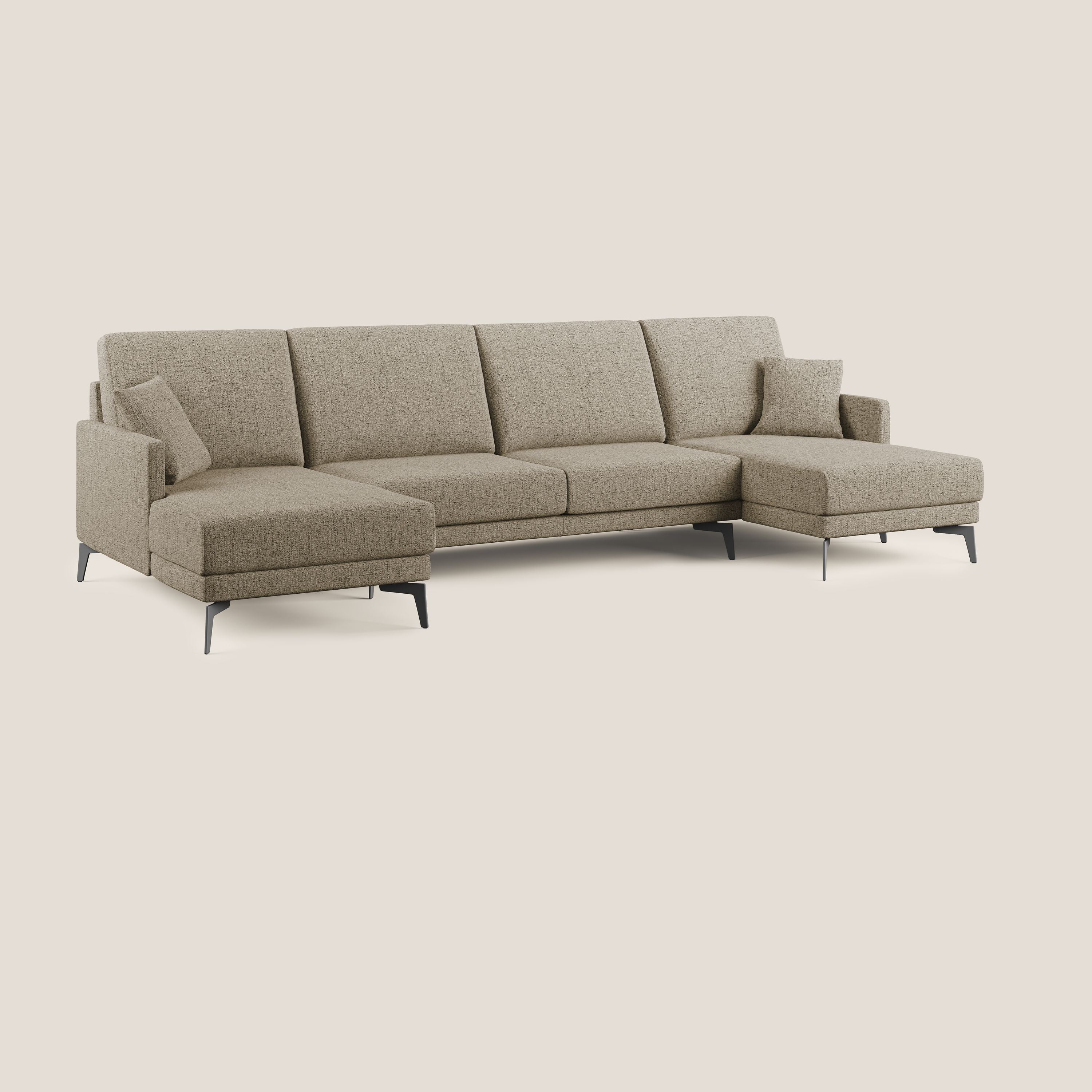 Saturno canapé panoramique moderne en tissu doux imperméable T03 marron - Image 2