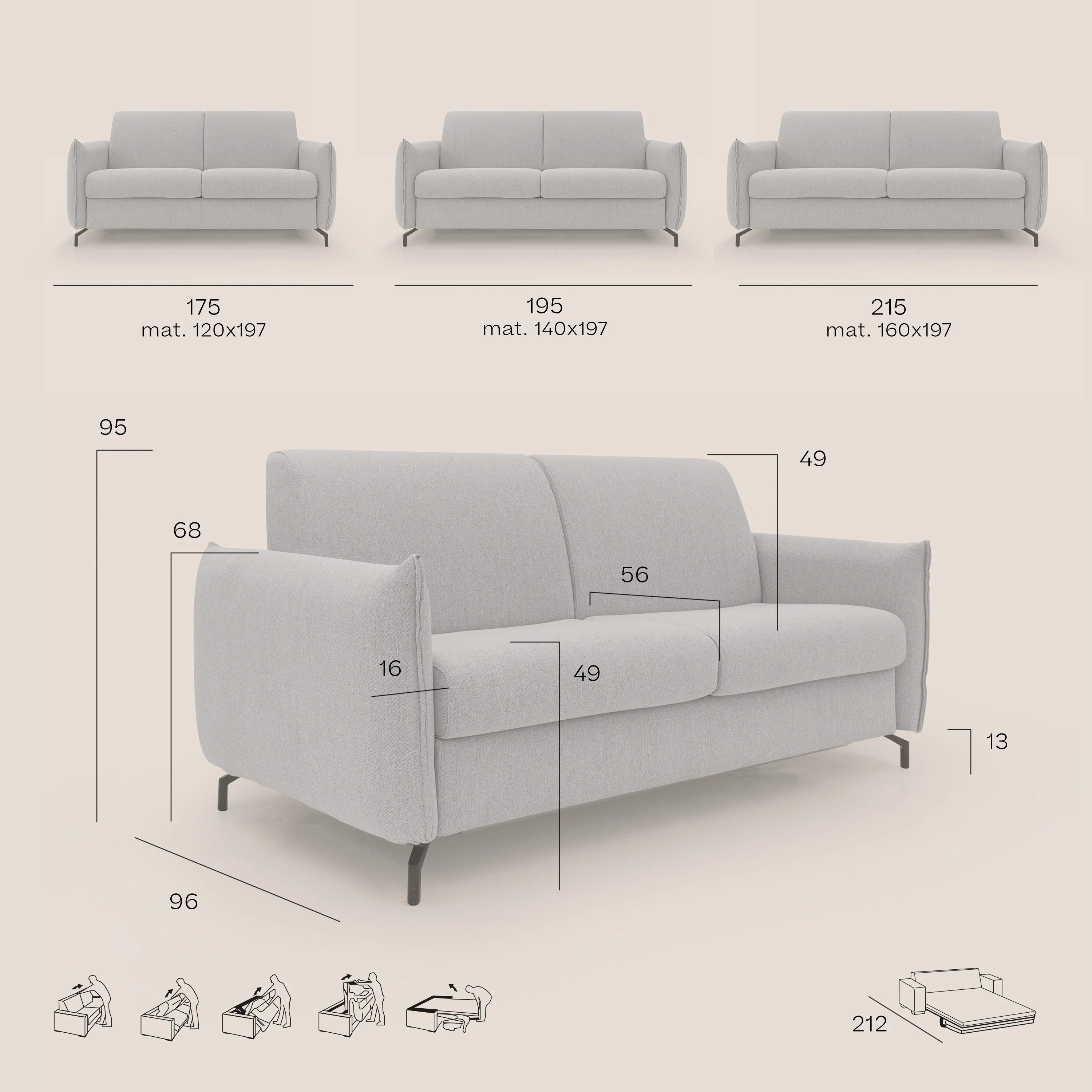 Scarlet canapé convertible en tissu mixte  coton imperméable T19 gris - Image 14