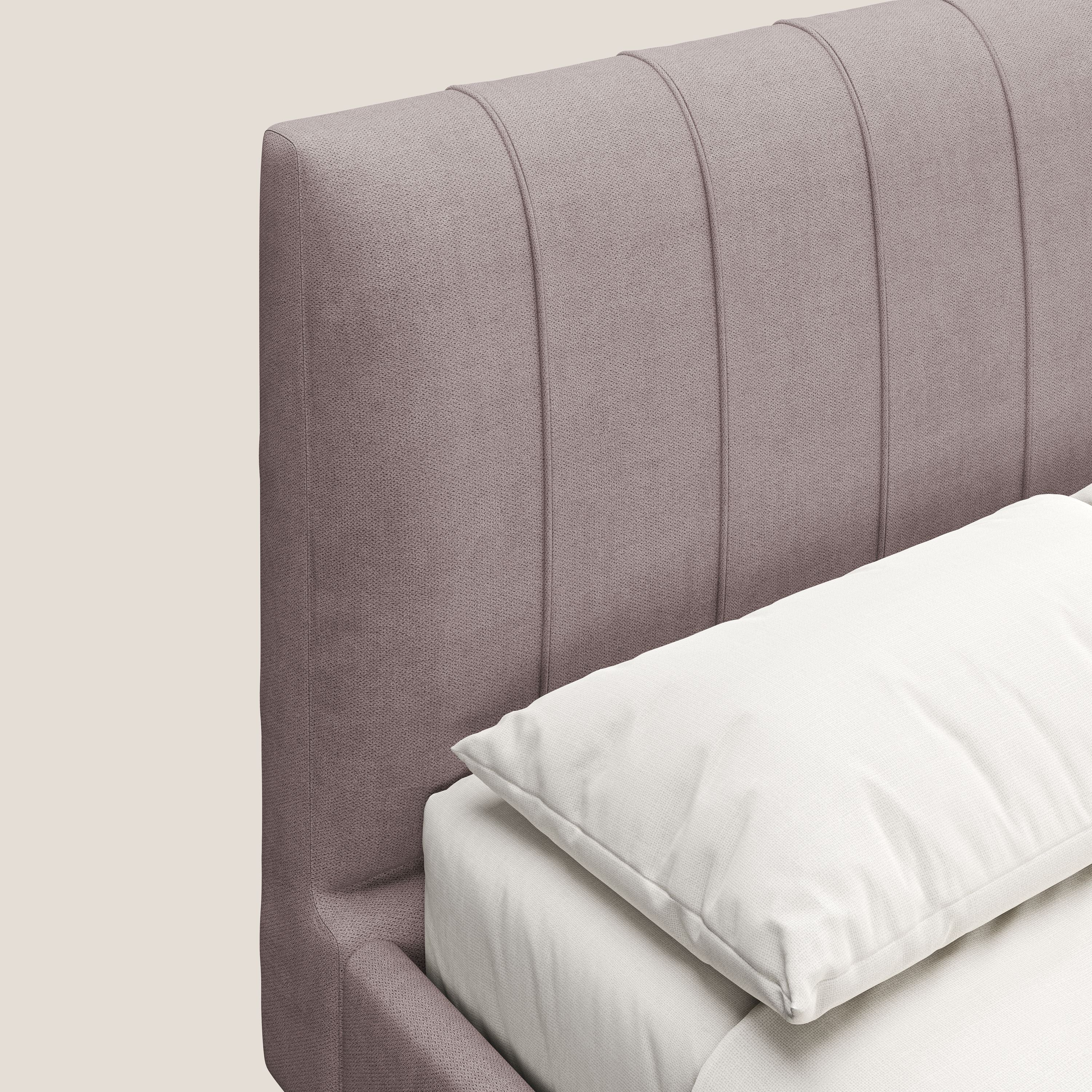 Selene lit rembourré avec pieds bois naturel déhoussable en tissu imperméable T02 rose - Image 6