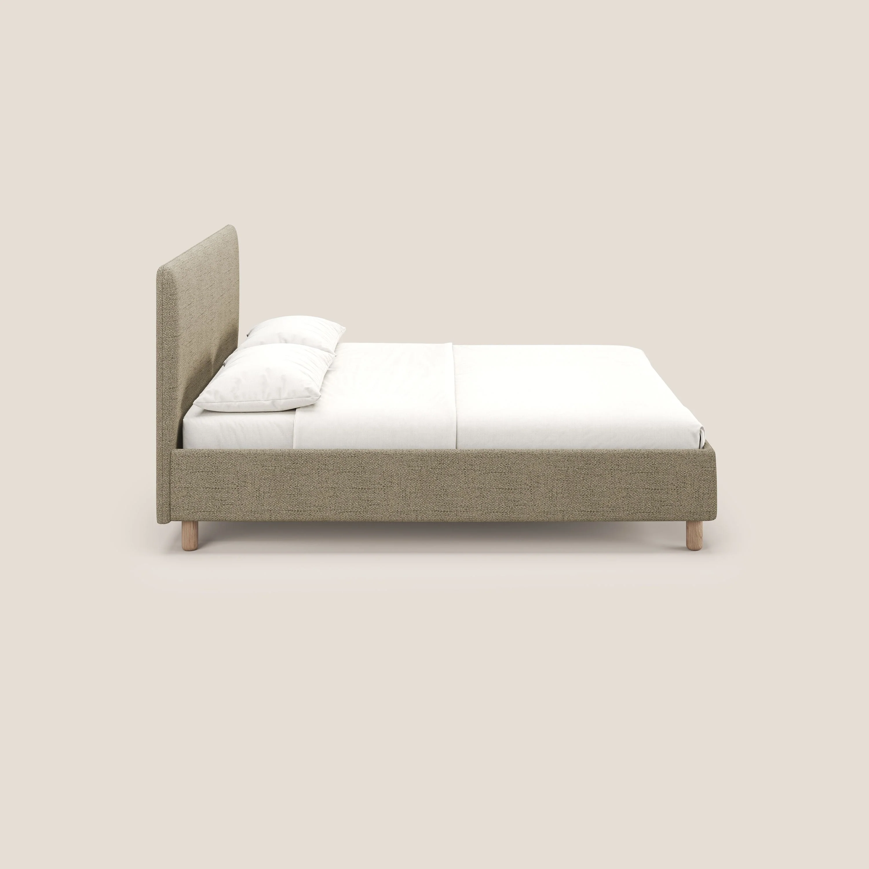 Serena lit coffre scandinave compact en tissu flammé imperméable T03 beige - Image 4