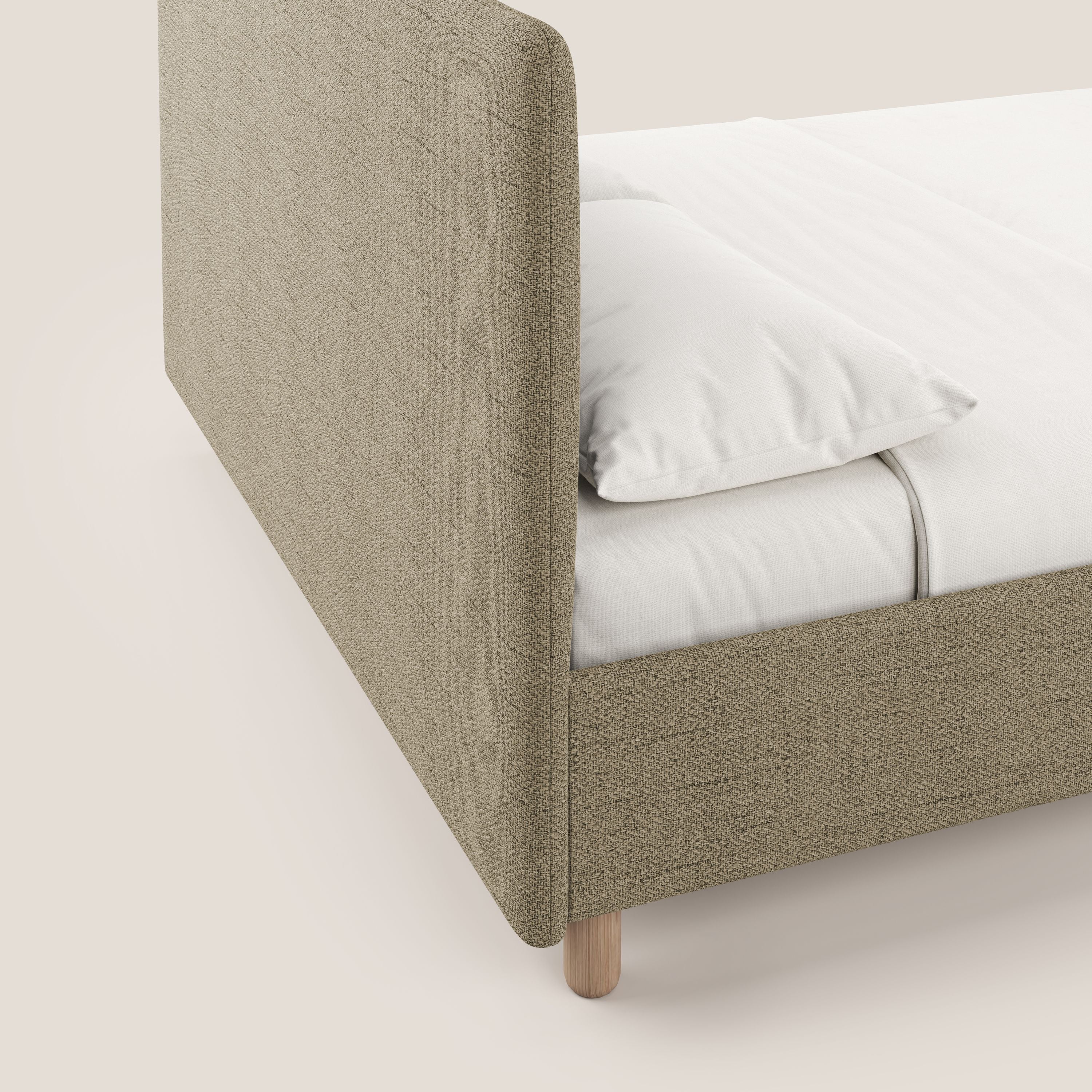 Serena lit coffre scandinave compact en tissu flammé imperméable T03 beige - Image 7