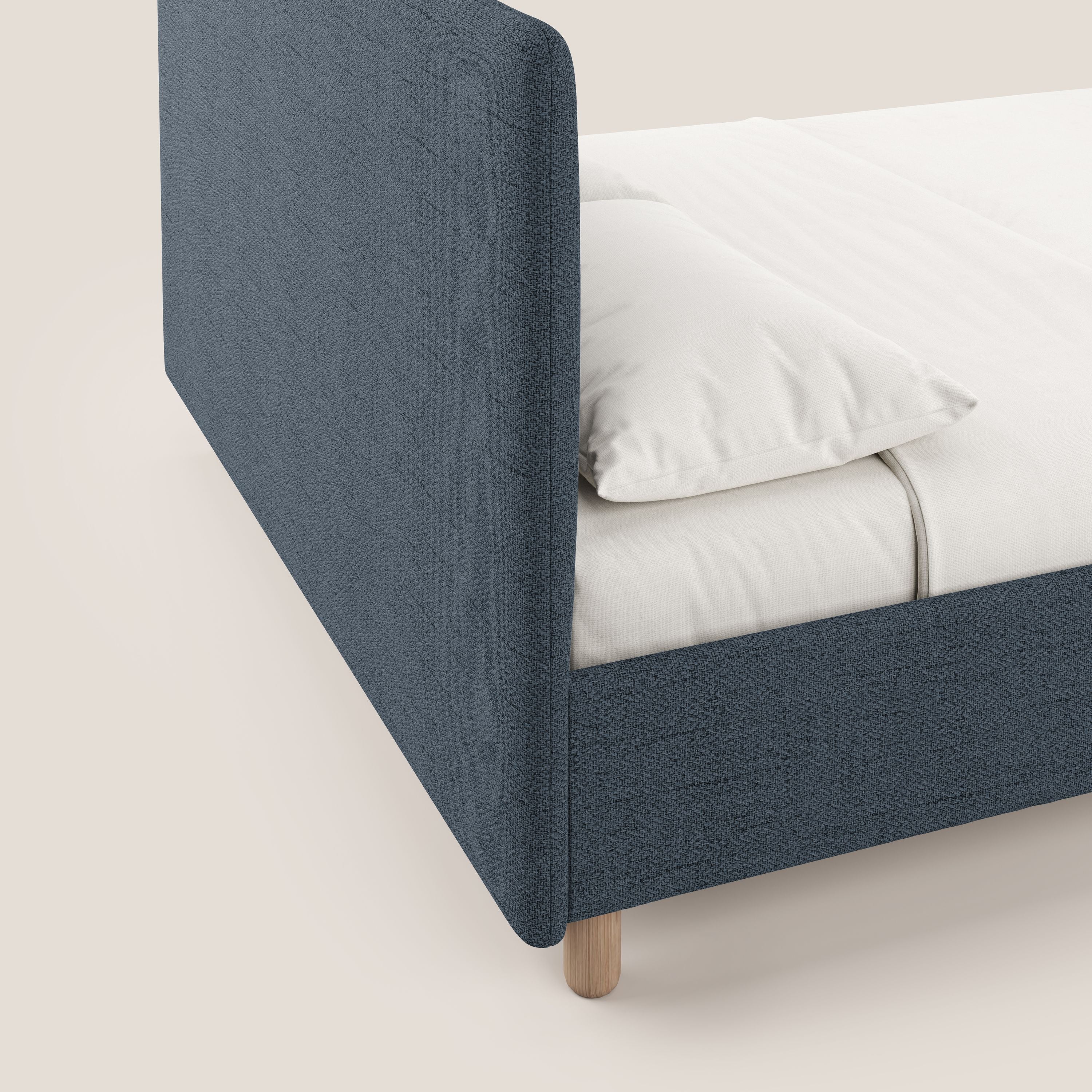 Serena lit coffre scandinave compact en tissu flammé imperméable T03 bleu - Image 7