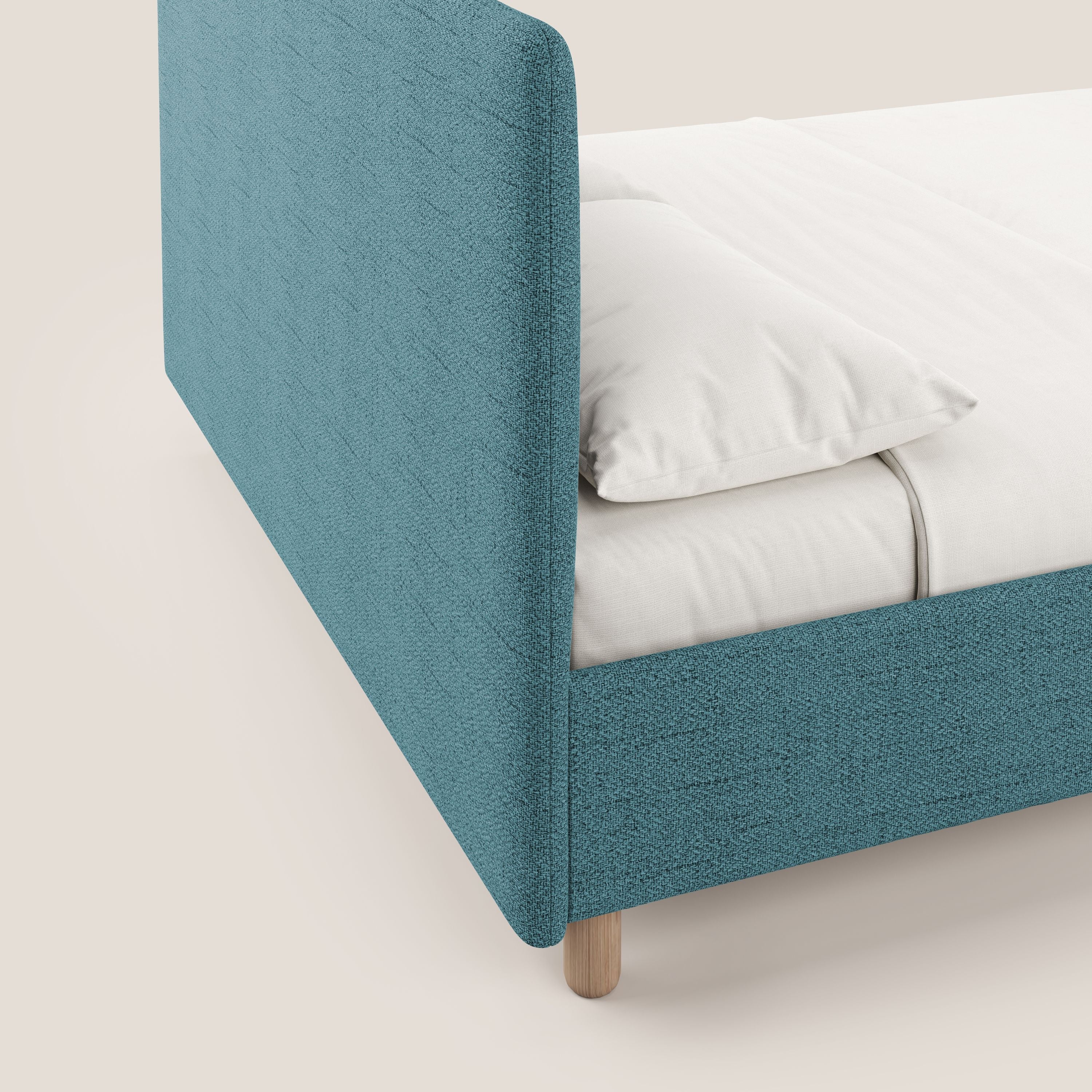 Serena lit coffre scandinave compact en tissu flammé imperméable T03 bleu ciel - Image 8