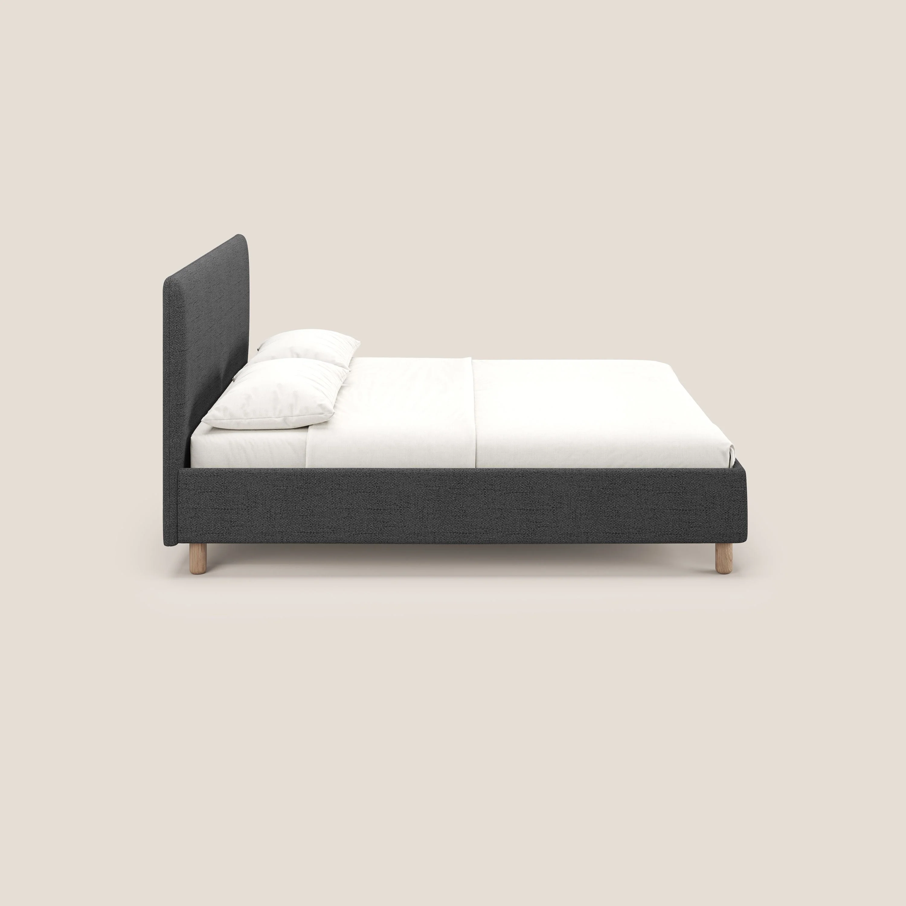 Serena lit coffre scandinave compact en tissu flammé imperméable T03 gris - Image 4