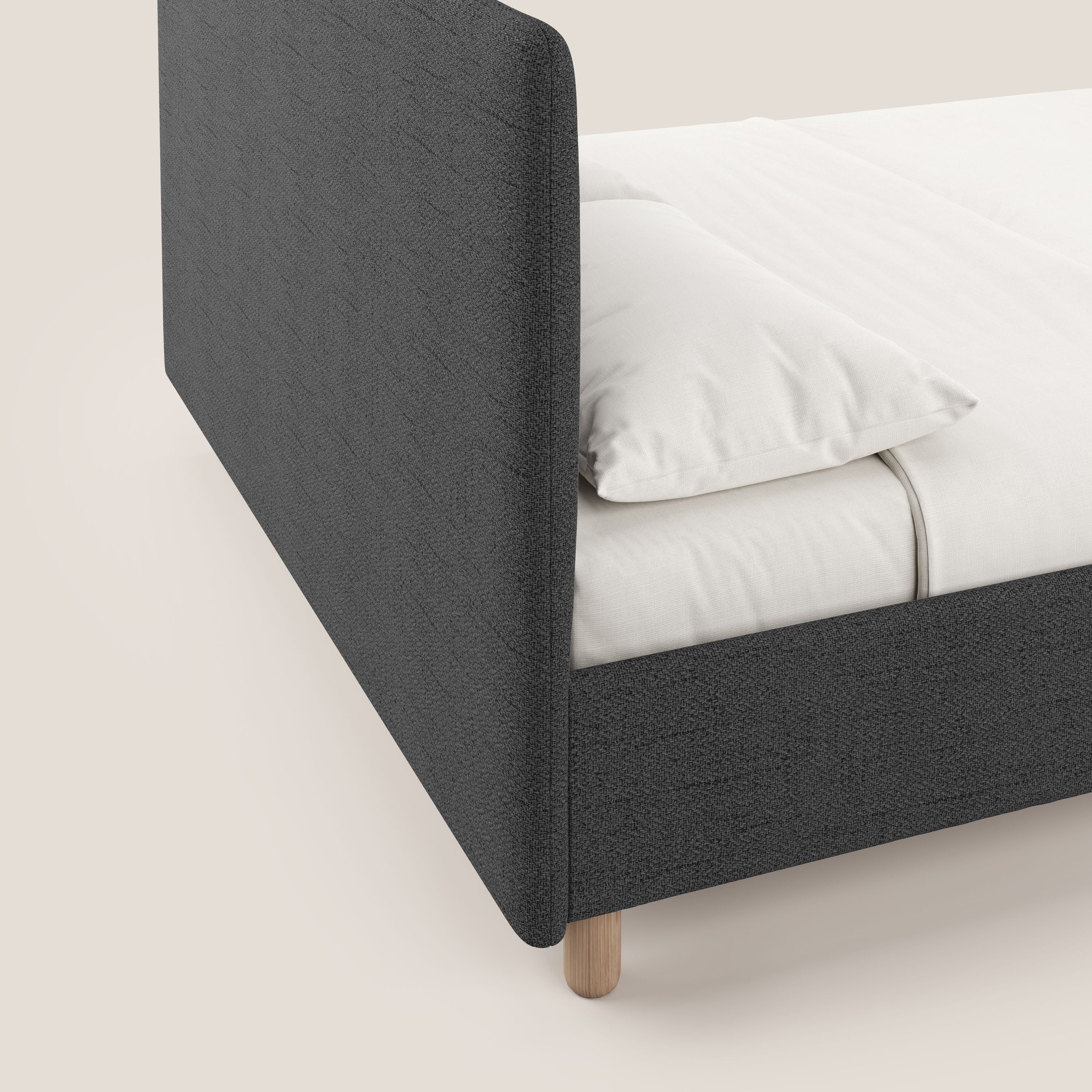 Serena lit coffre scandinave compact en tissu flammé imperméable T03 gris - Image 7