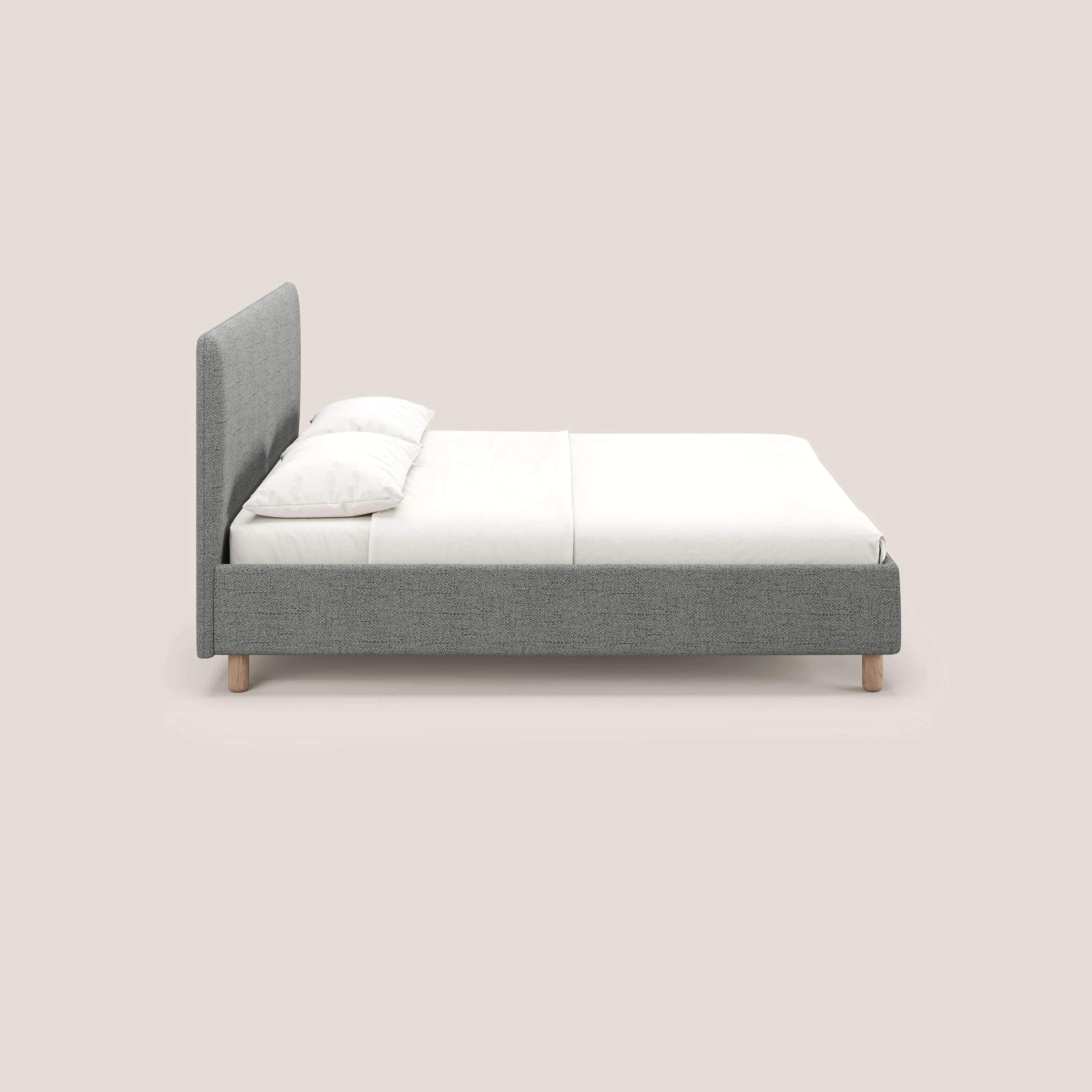 Serena lit coffre scandinave compact en tissu flammé imperméable T03 gris clair - Image 4
