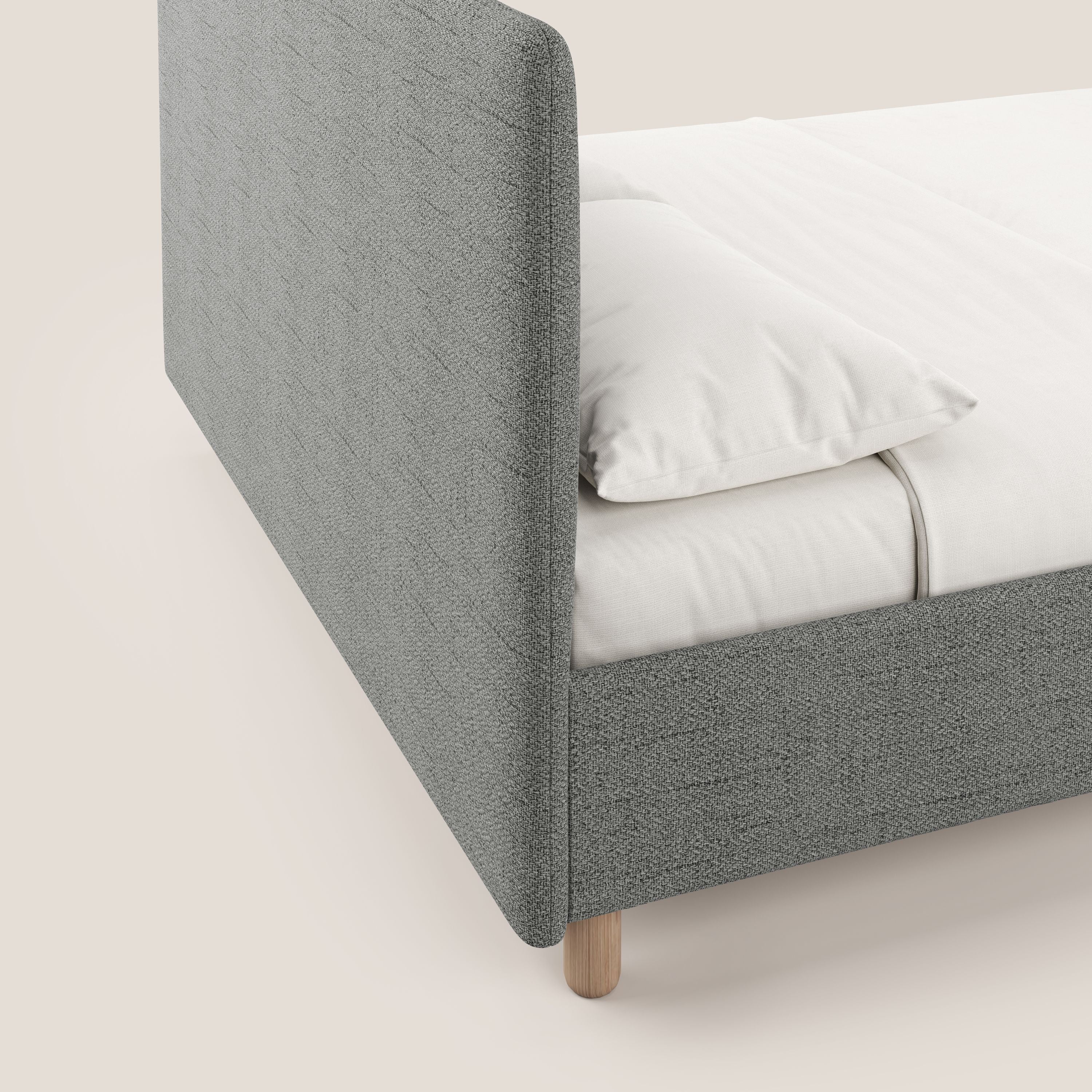Serena lit coffre scandinave compact en tissu flammé imperméable T03 gris clair - Image 7