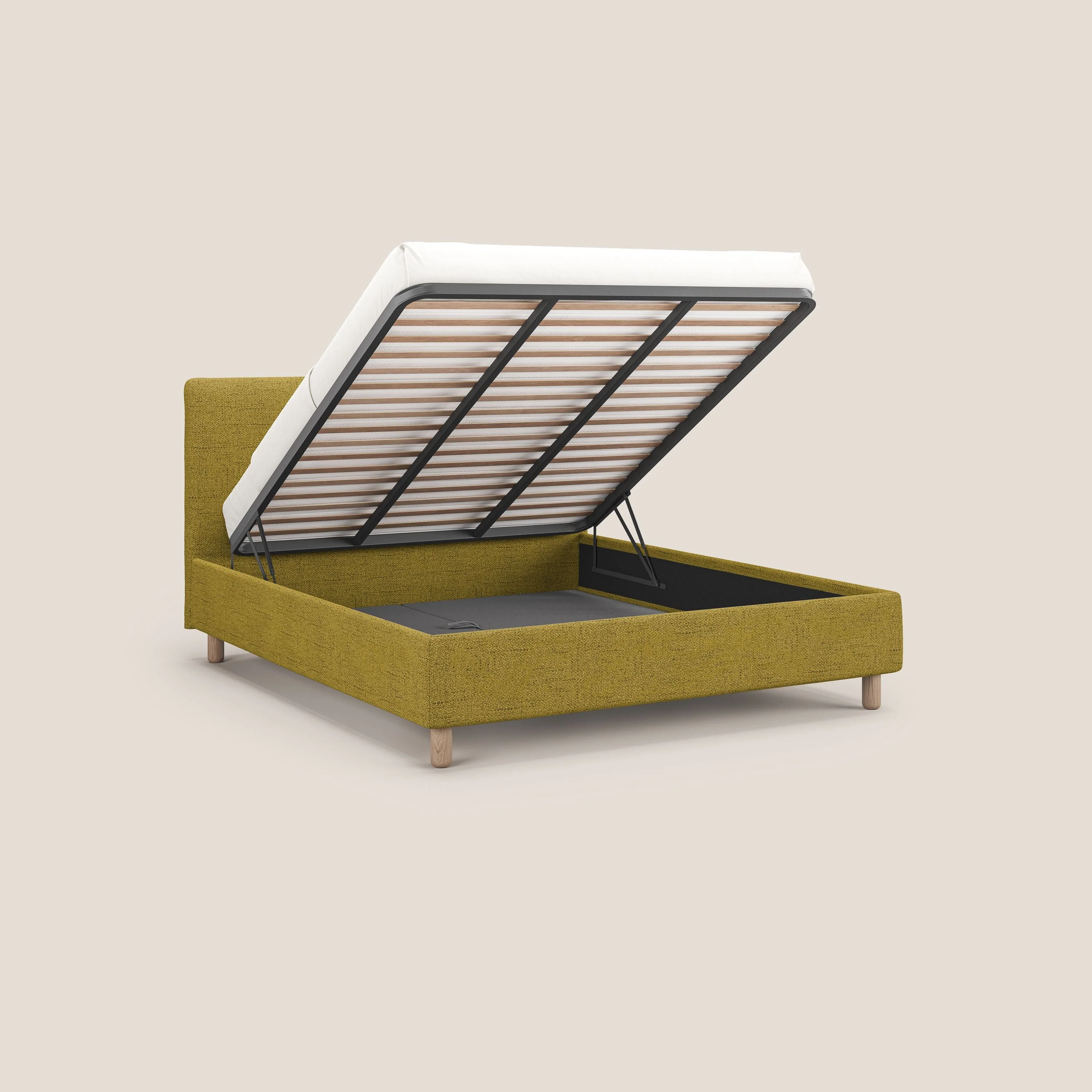 Serena lit coffre scandinave compact en tissu flammé imperméable T03 jaune - Image 2
