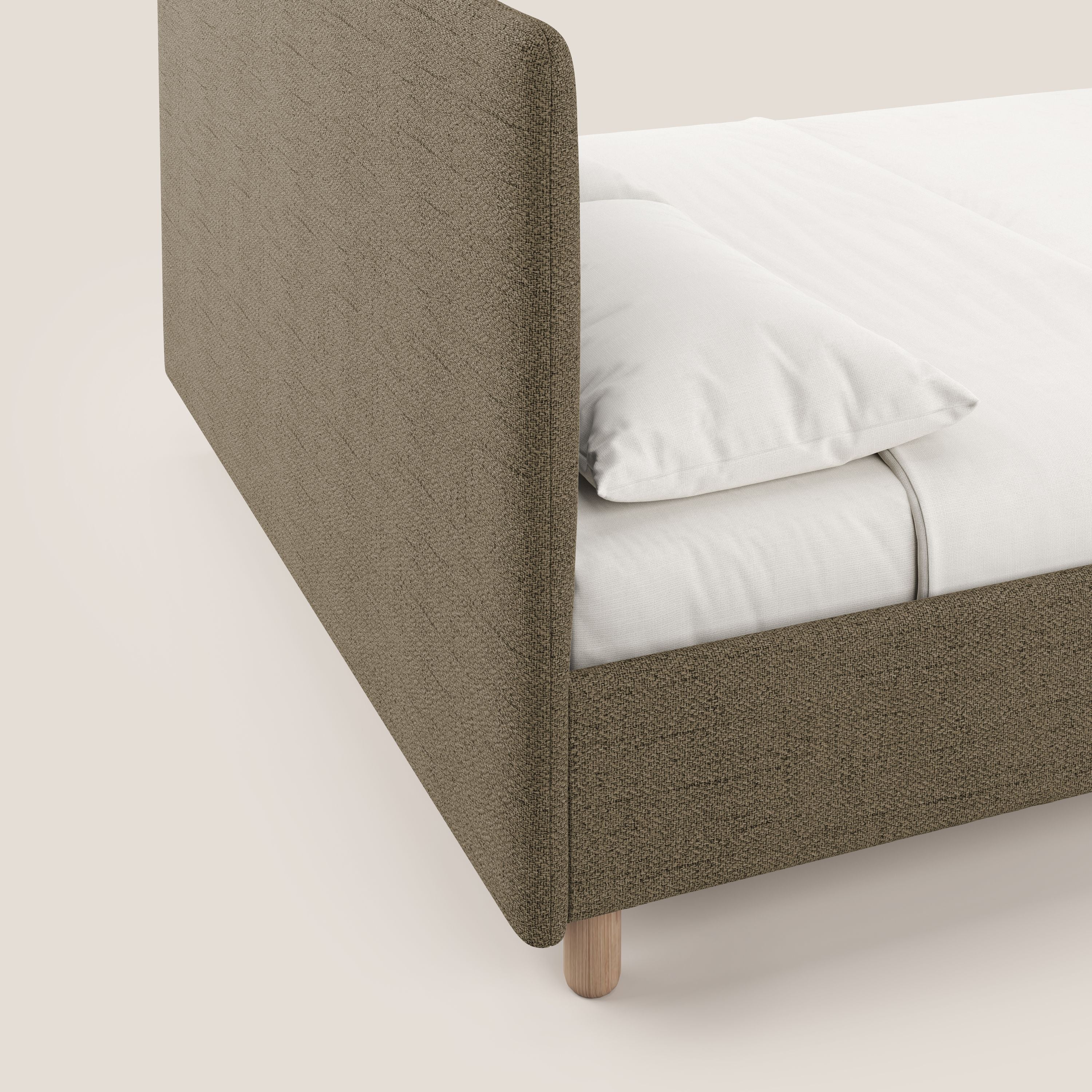 Serena lit coffre scandinave compact en tissu flammé imperméable T03 marron - Image 7