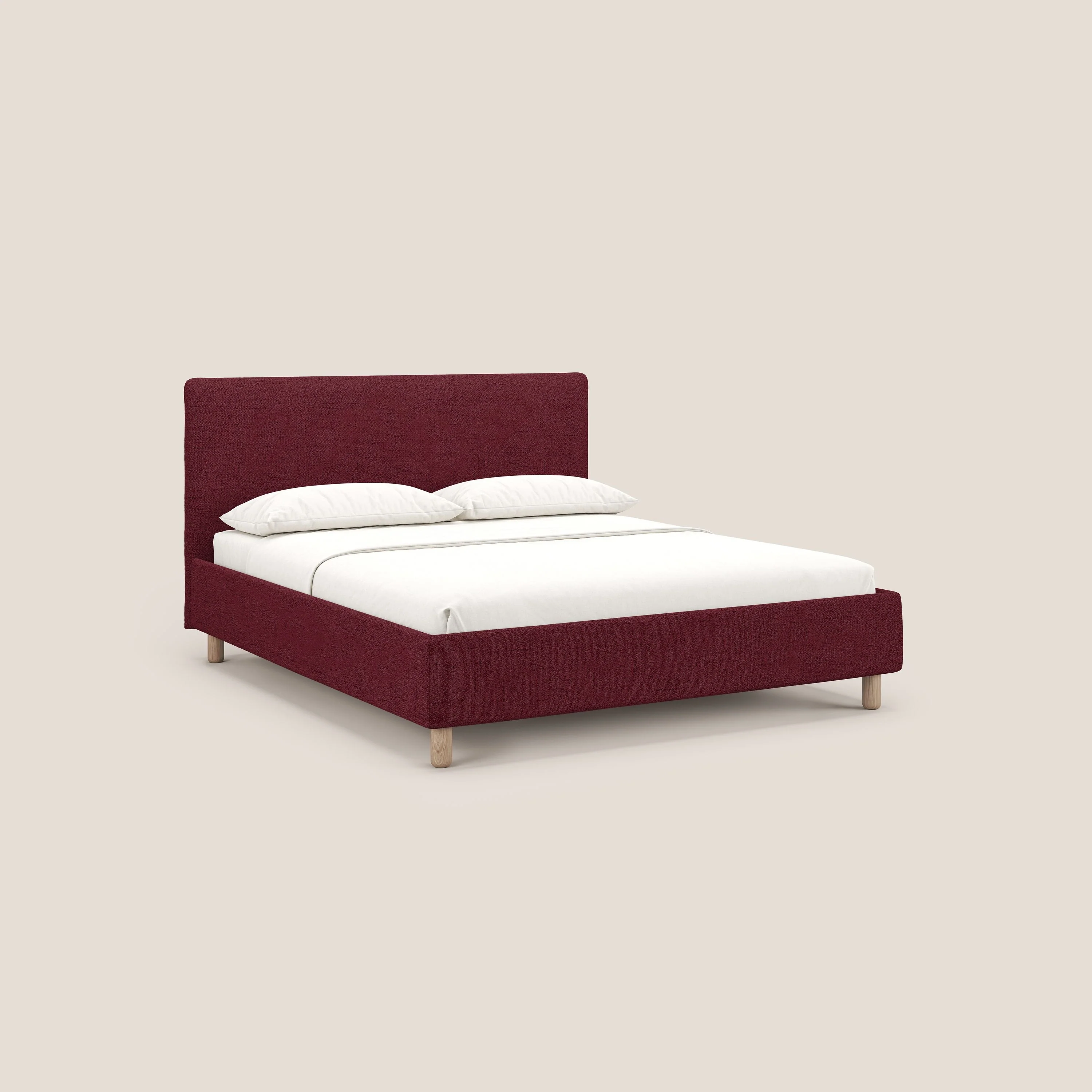 Serena lit coffre scandinave compact en tissu flammé imperméable T03 rouge