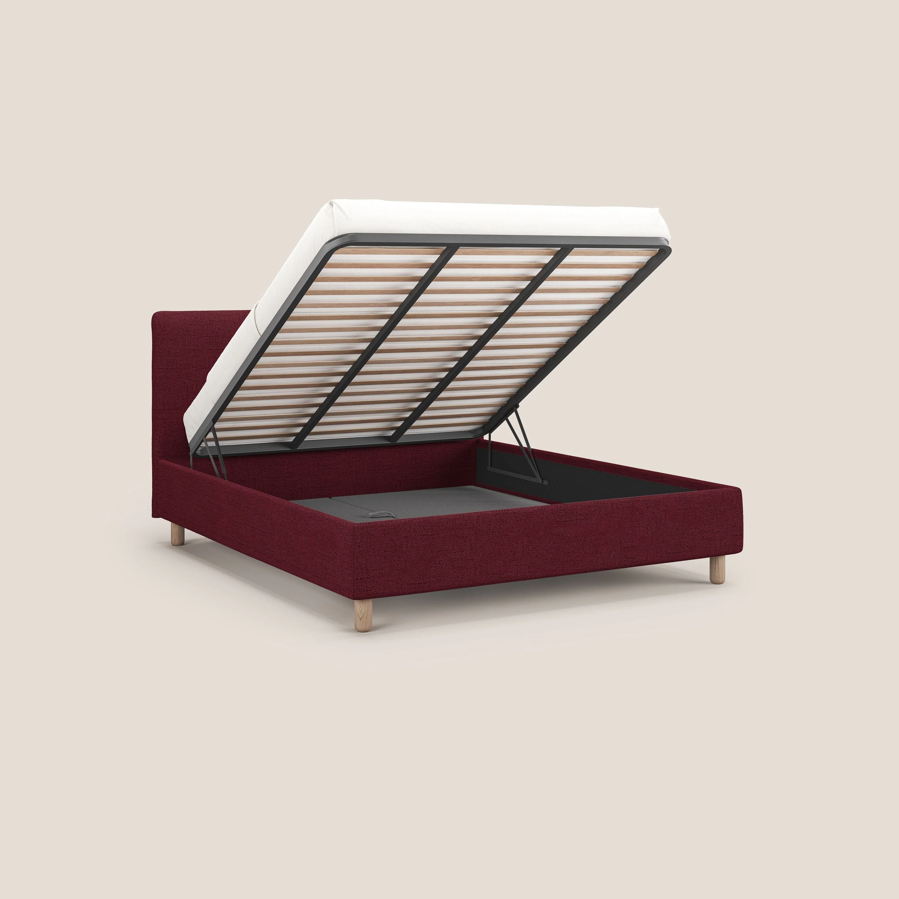 Serena lit coffre scandinave compact en tissu flammé imperméable T03 rouge - Image 2