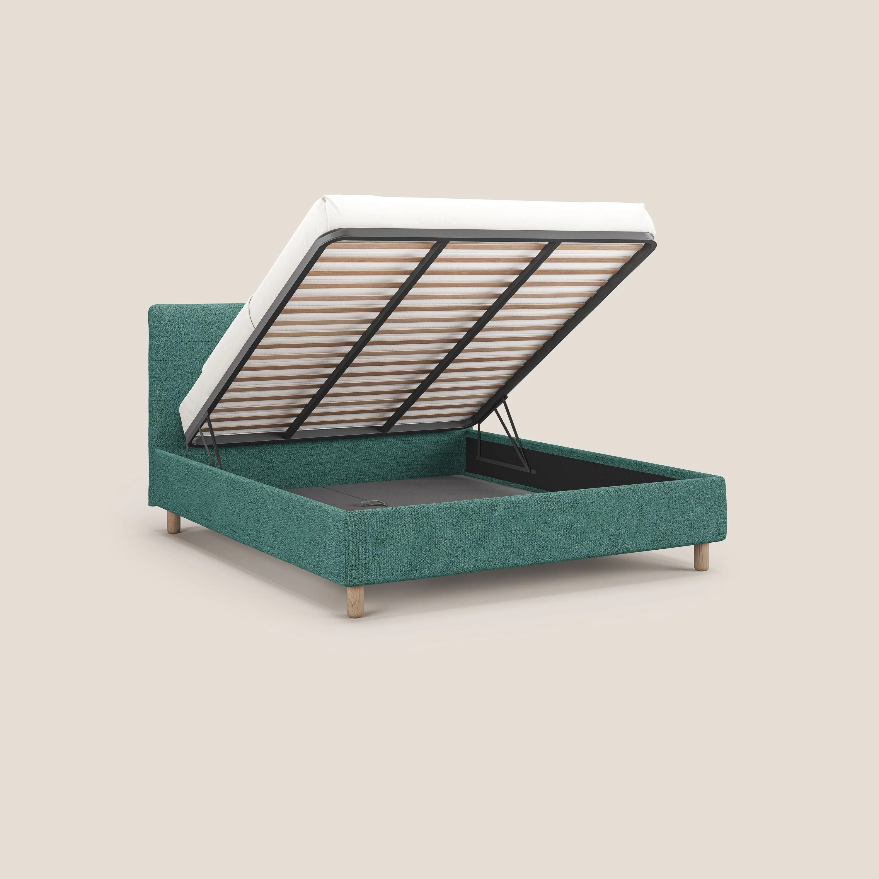 Serena lit coffre scandinave compact en tissu flammé imperméable T03 vert d'eau - Image 2