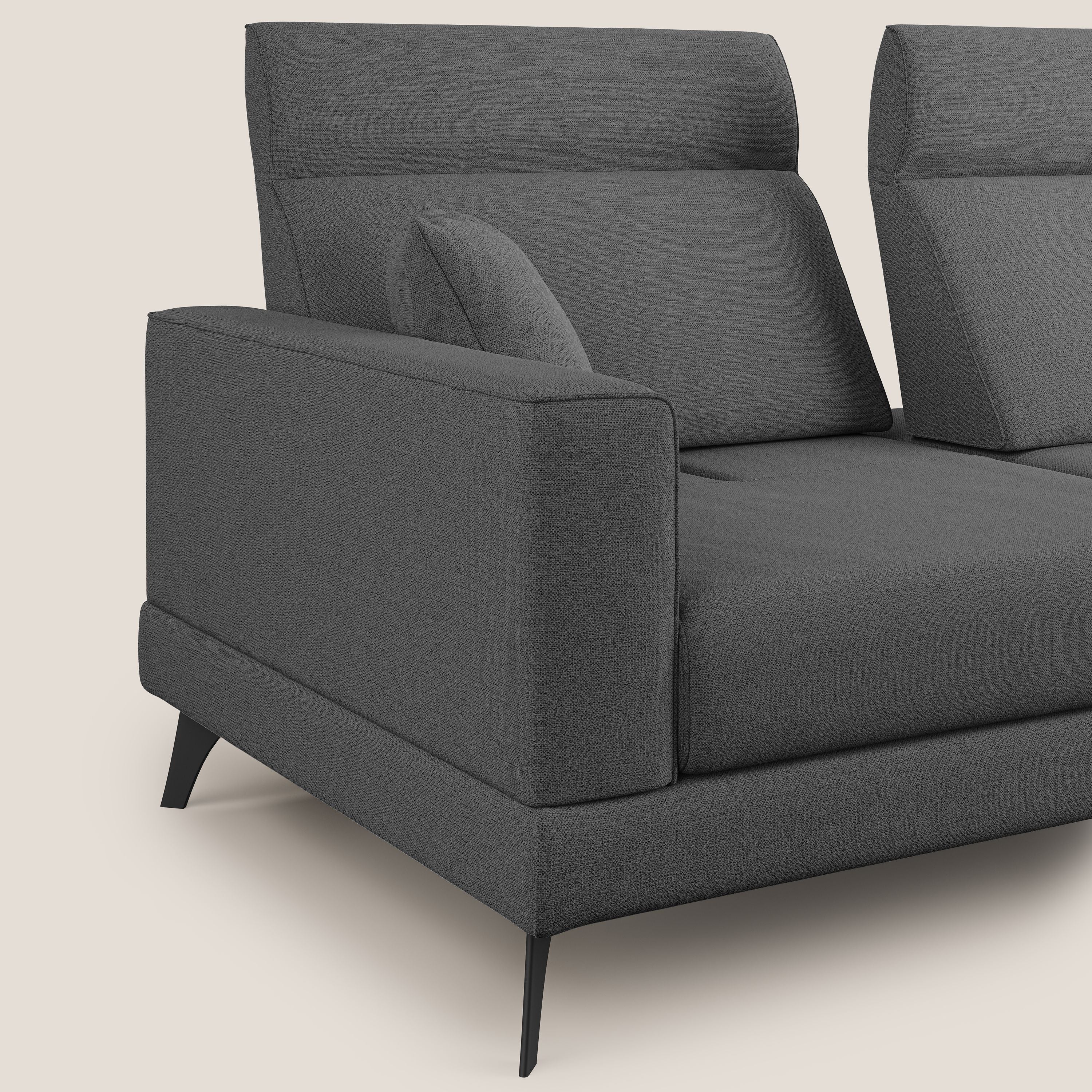 Slide Canapé avec dossiers coulissants et appuie-tête en tissu simili coton imperméable T19 anthracite - Image 8