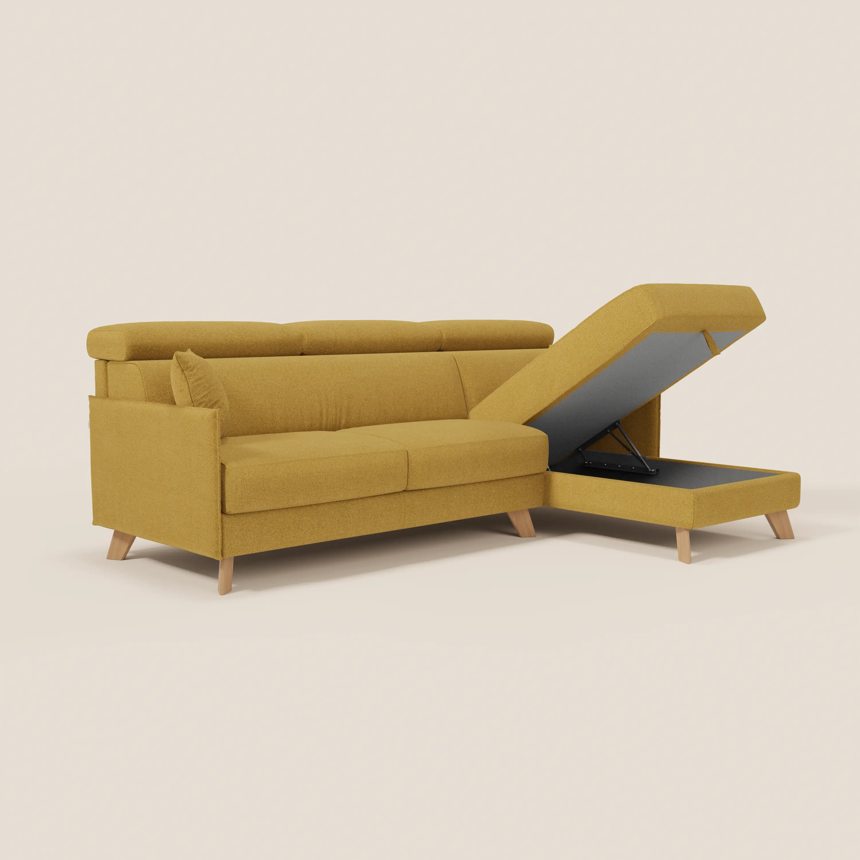 Sole Canapé d'angle convertible avec chaise longue avec coffre et têtières inclinables - tissu détachable T23 - Image 10