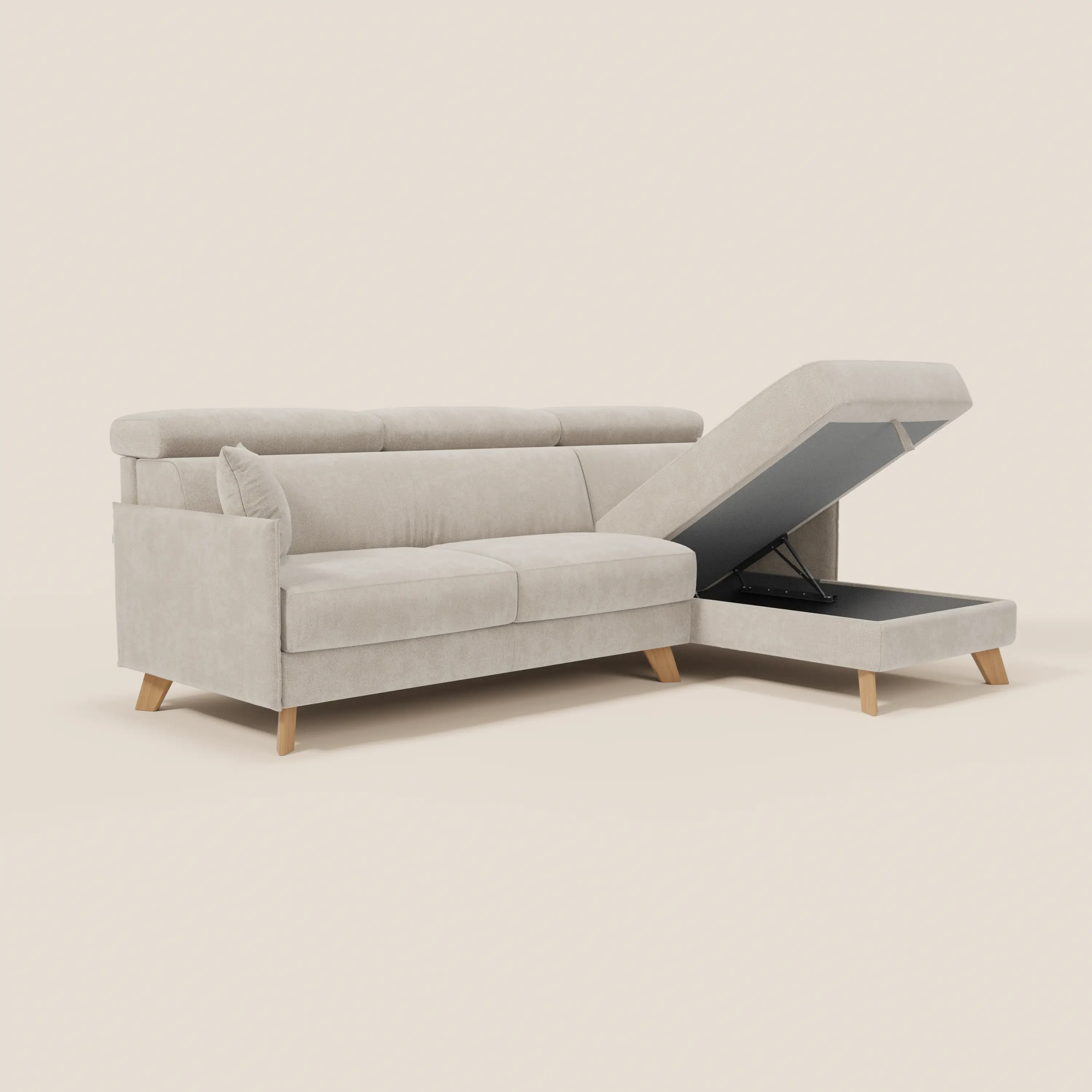 Sole Canapé d'angle convertible avec chaise longue avec coffre et têtières inclinables - tissu détachable T23 - Image 100