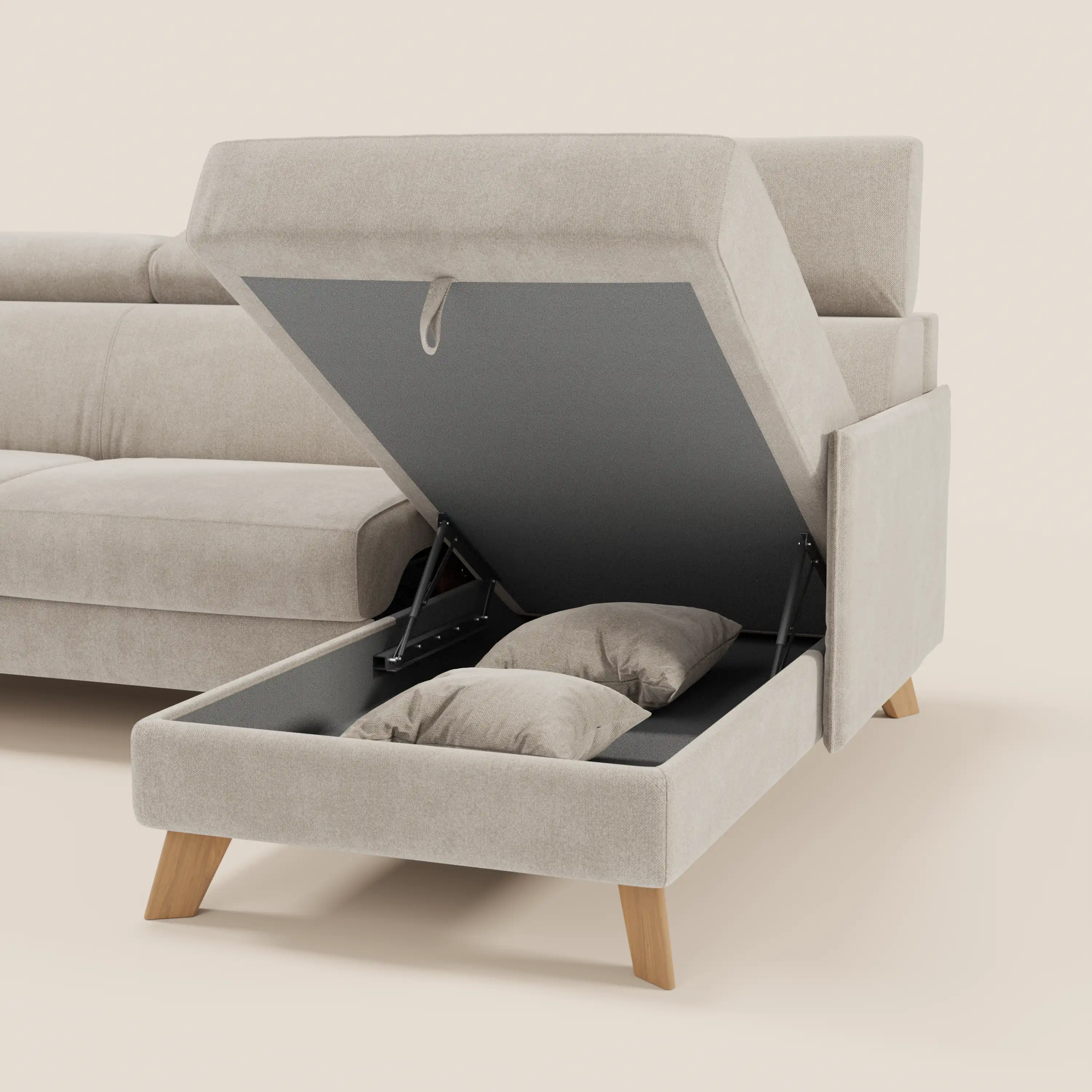Sole Canapé d'angle convertible avec chaise longue avec coffre et têtières inclinables - tissu détachable T23 - Image 102