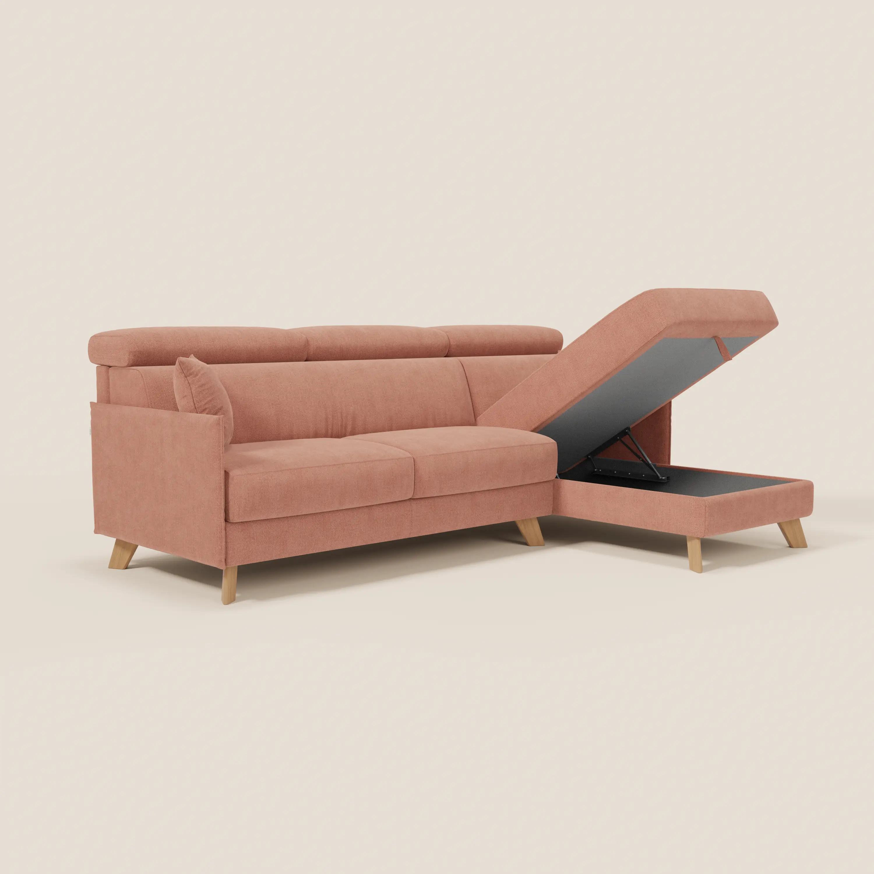 Sole Canapé d'angle convertible avec chaise longue avec coffre et têtières inclinables - tissu détachable T23 - Image 115