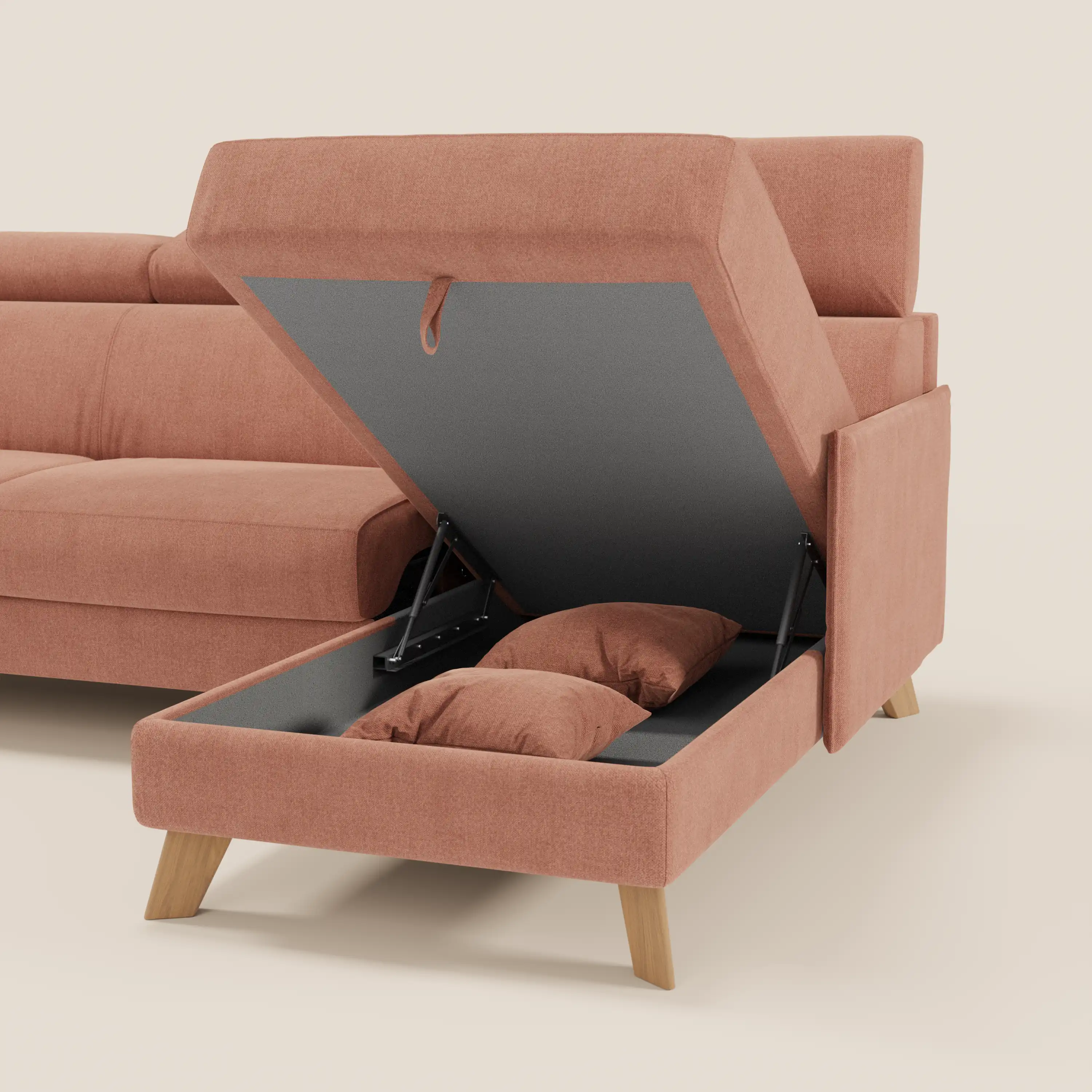 Sole Canapé d'angle convertible avec chaise longue avec coffre et têtières inclinables - tissu détachable T23 - Image 118