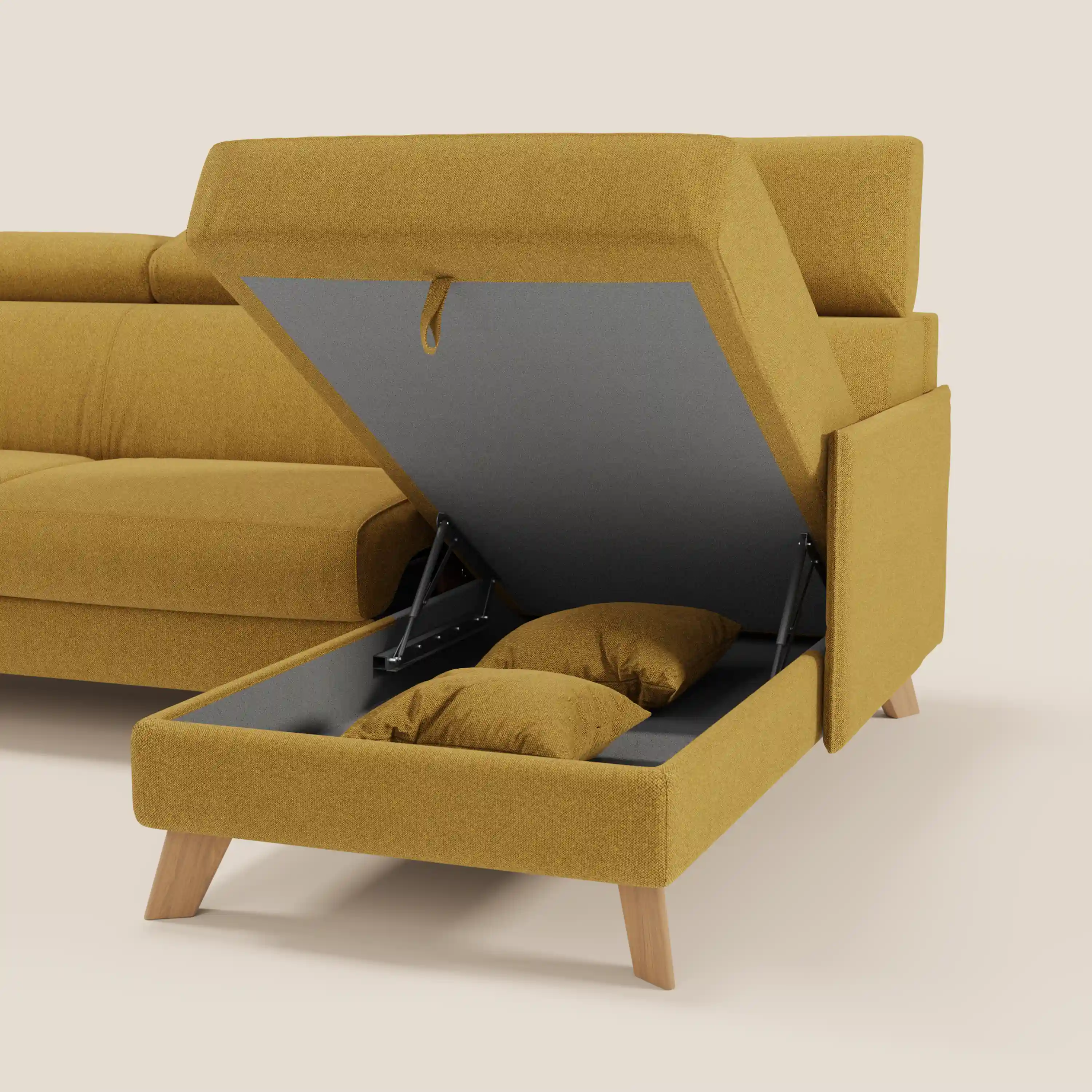 Sole Canapé d'angle convertible avec chaise longue avec coffre et têtières inclinables - tissu détachable T23 - Image 12