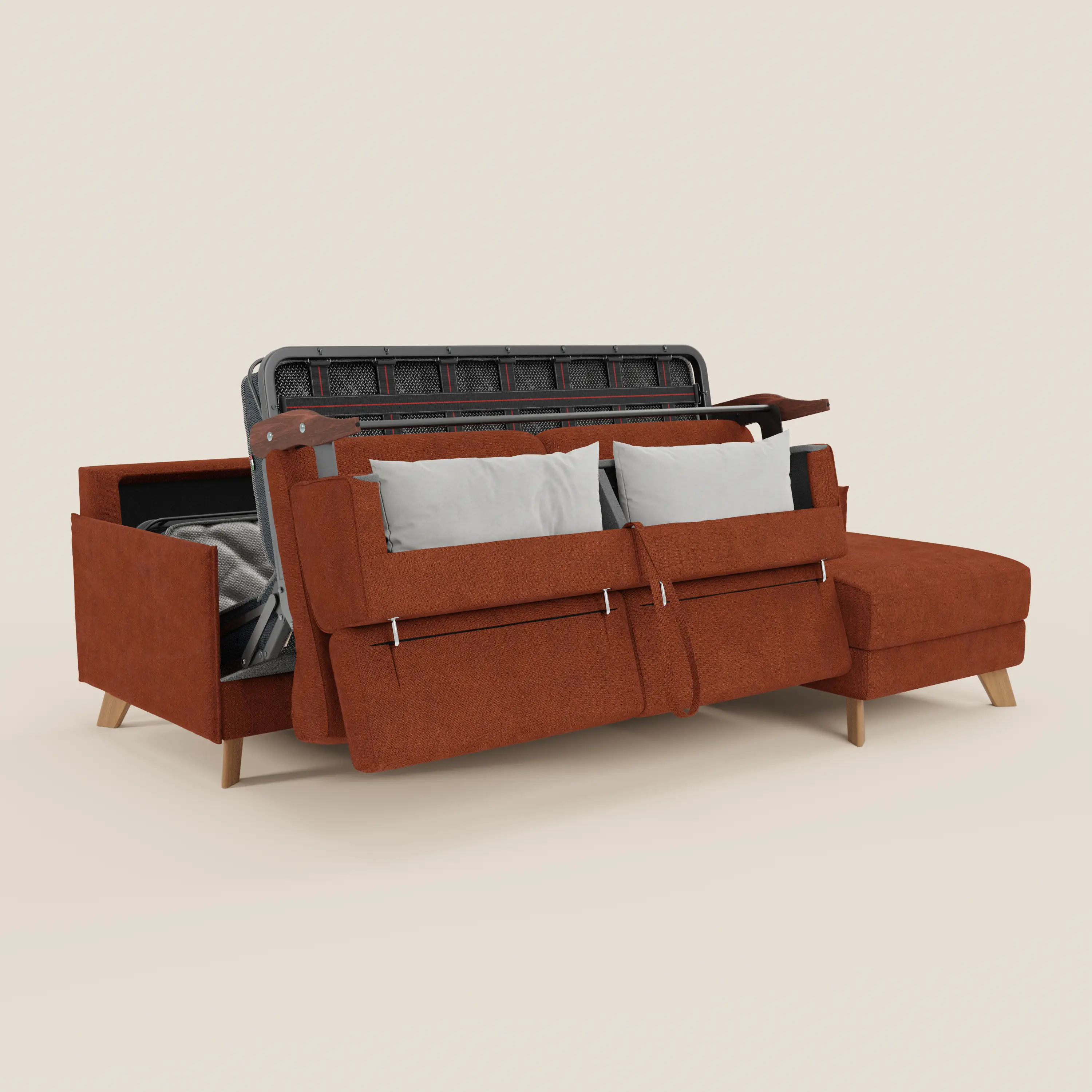 Sole Canapé d'angle convertible avec chaise longue avec coffre et têtières inclinables - tissu détachable T23 - Image 127