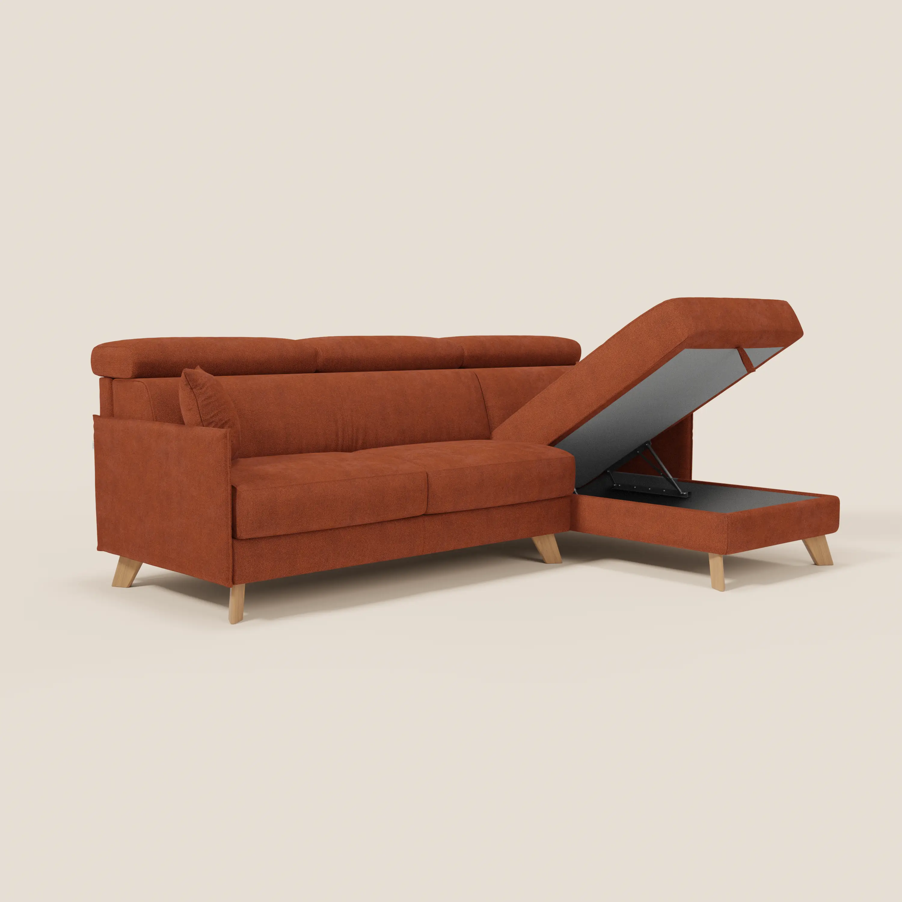 Sole Canapé d'angle convertible avec chaise longue avec coffre et têtières inclinables - tissu détachable T23 - Image 130