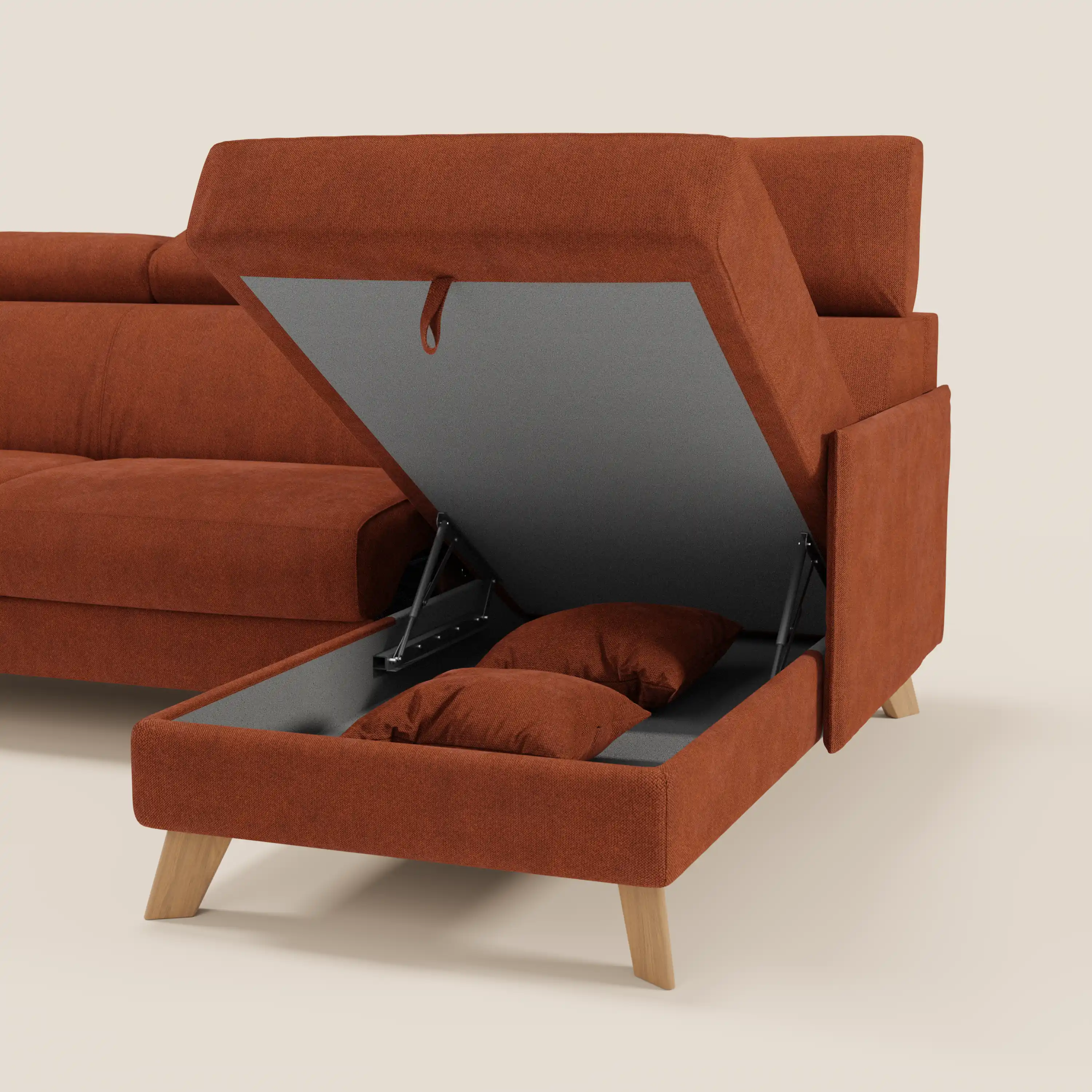 Sole Canapé d'angle convertible avec chaise longue avec coffre et têtières inclinables - tissu détachable T23 - Image 133