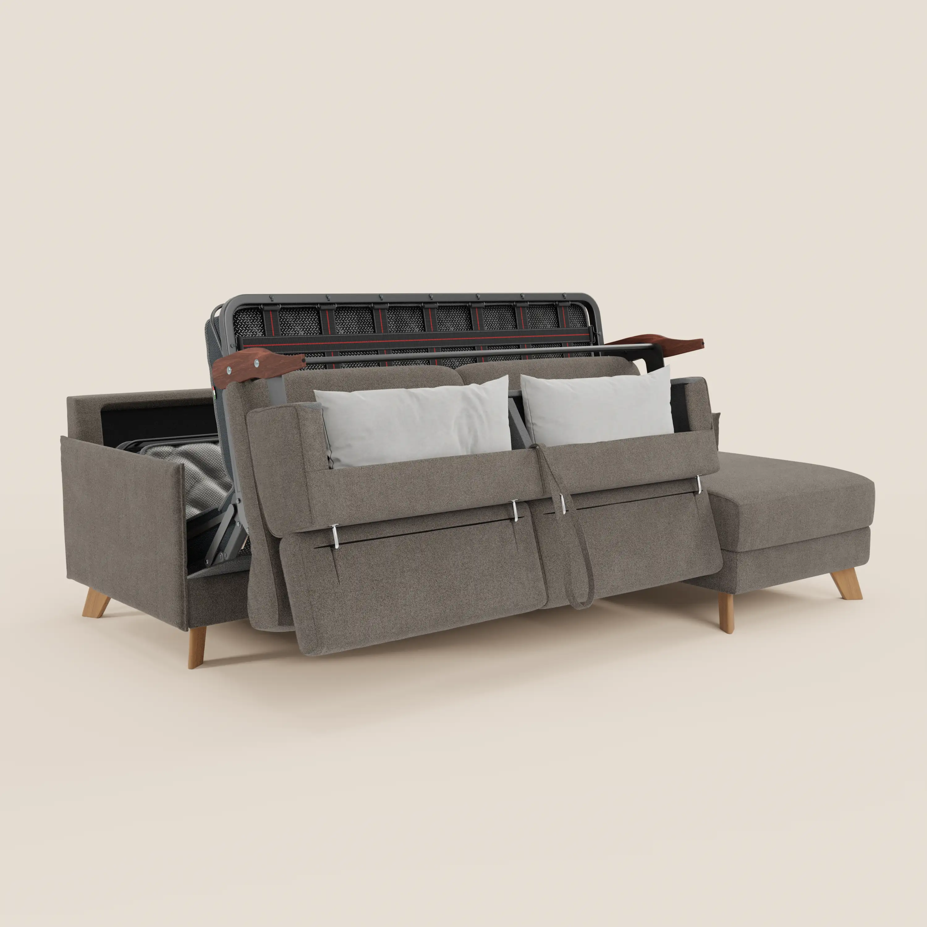 Sole Canapé d'angle convertible avec chaise longue avec coffre et têtières inclinables - tissu détachable T23 - Image 142