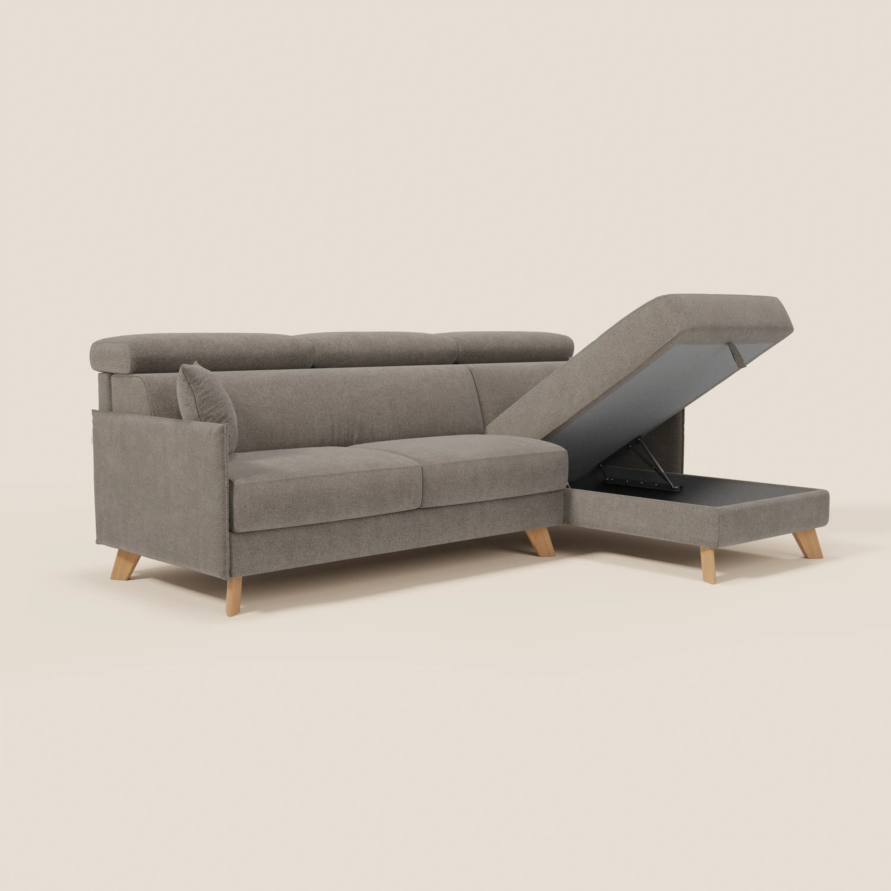 Sole Canapé d'angle convertible avec chaise longue avec coffre et têtières inclinables - tissu détachable T23 - Image 145