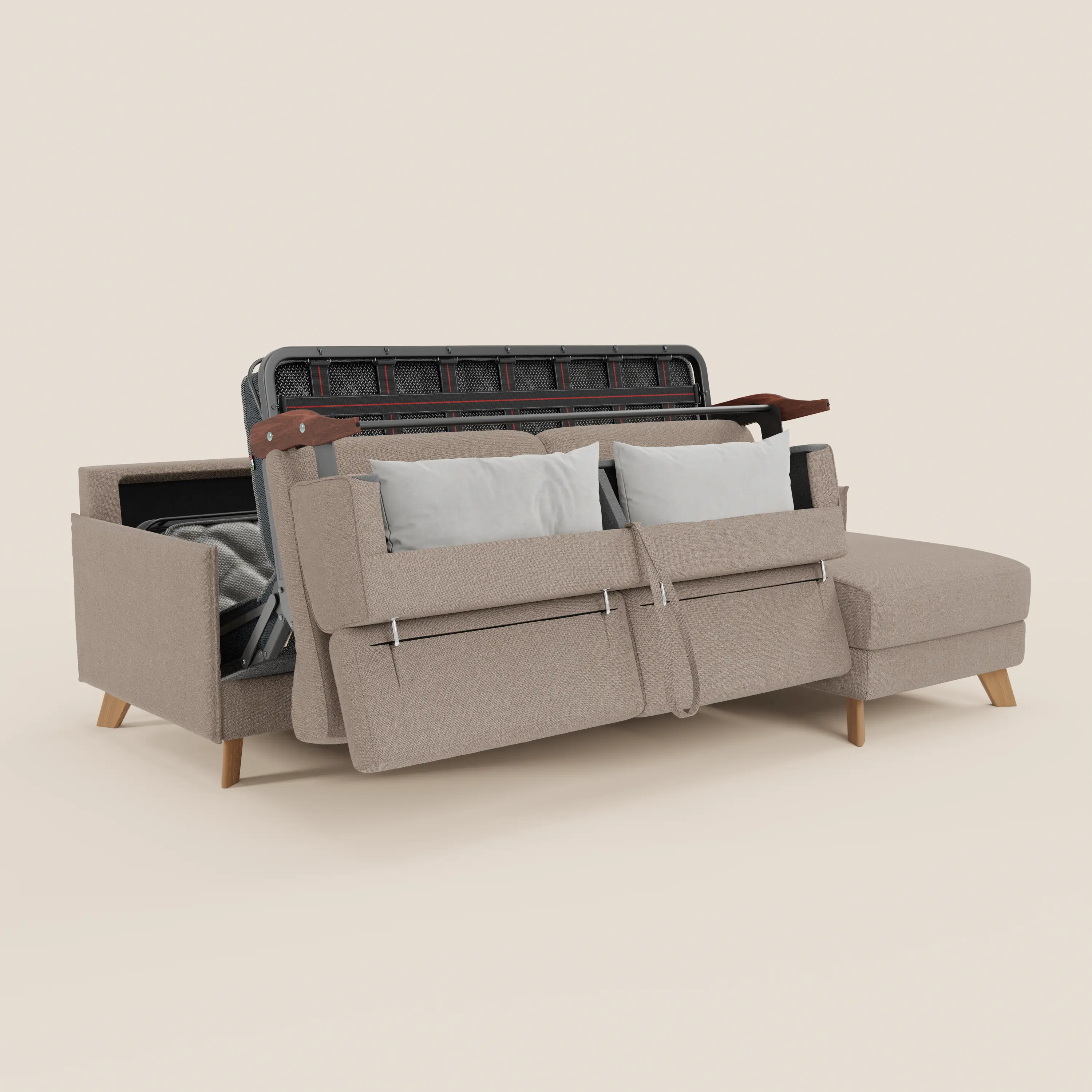 Sole Canapé d'angle convertible avec chaise longue avec coffre et têtières inclinables - tissu détachable T23 - Image 157