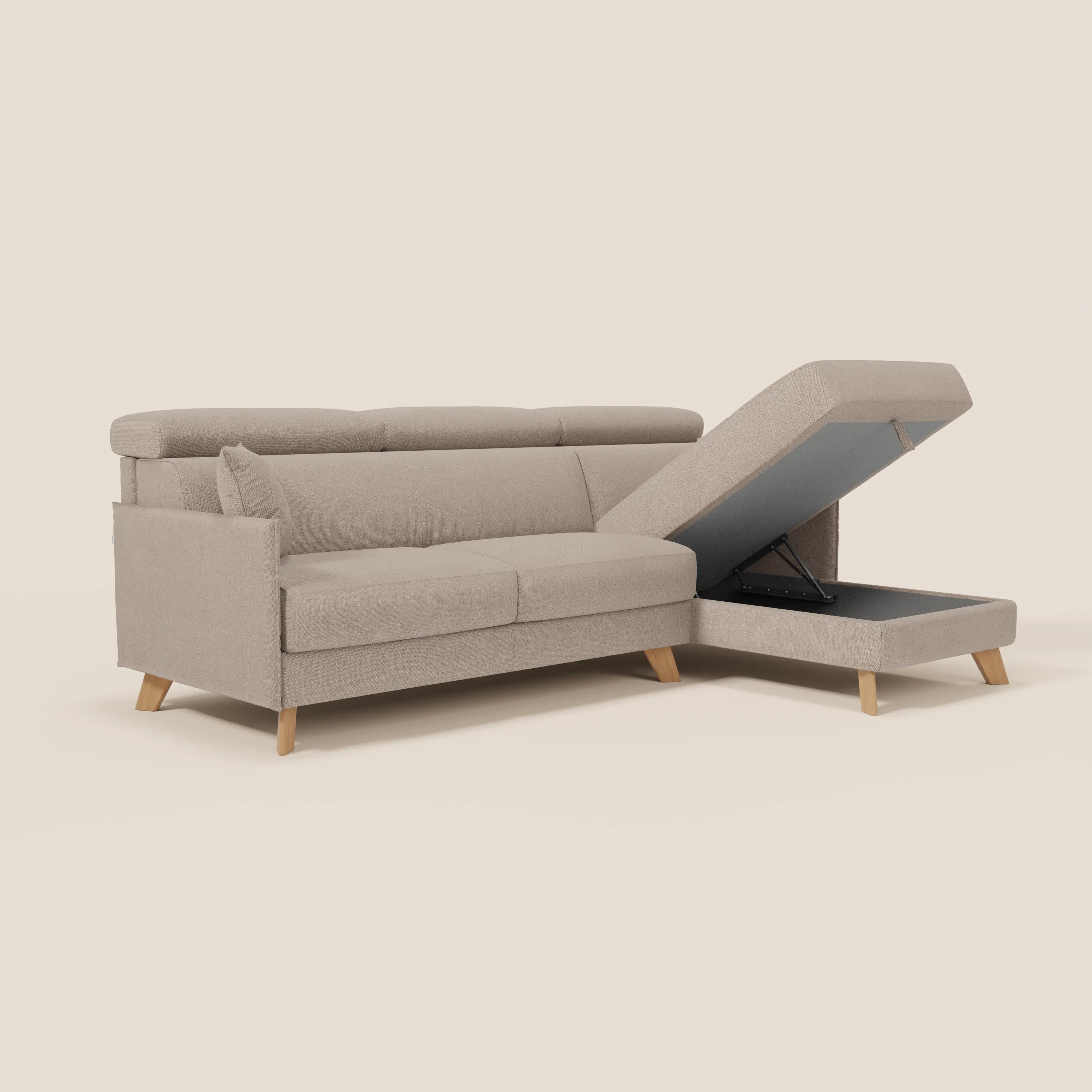 Sole Canapé d'angle convertible avec chaise longue avec coffre et têtières inclinables - tissu détachable T23 - Image 160