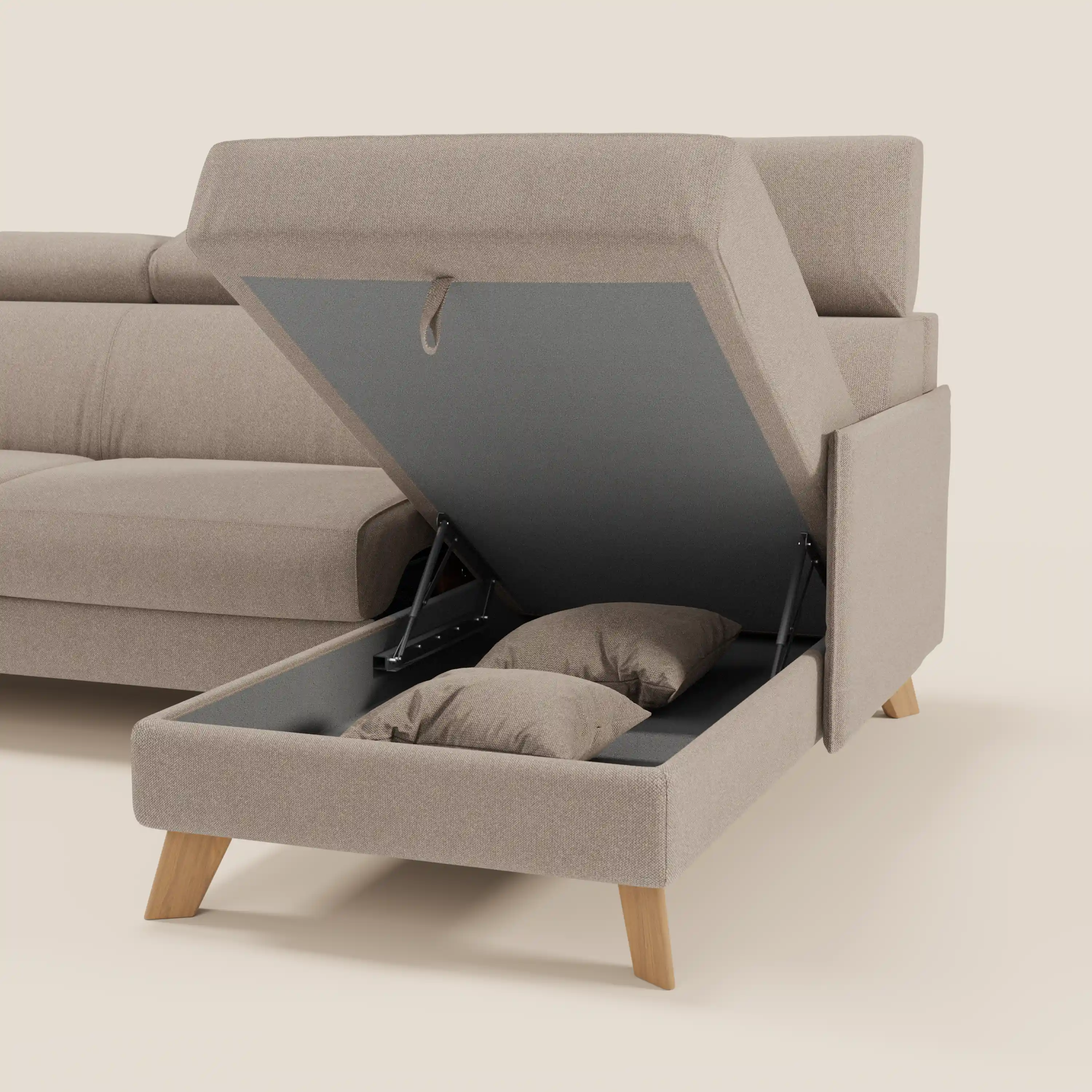 Sole Canapé d'angle convertible avec chaise longue avec coffre et têtières inclinables - tissu détachable T23 - Image 163