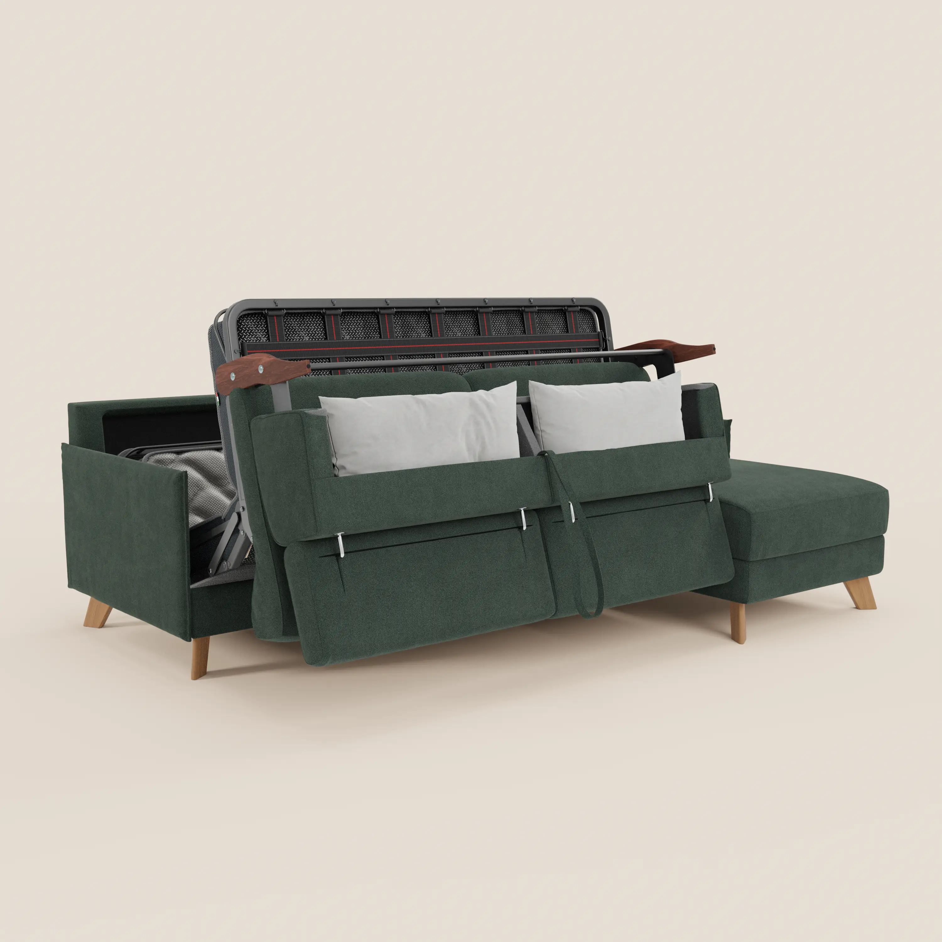 Sole Canapé d'angle convertible avec chaise longue avec coffre et têtières inclinables - tissu détachable T23 - Image 172