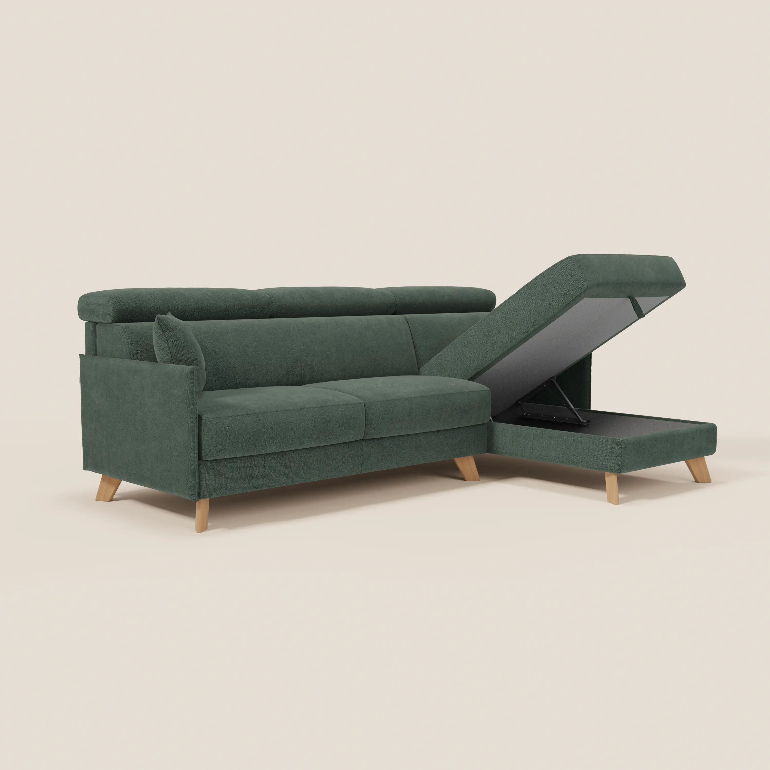Sole Canapé d'angle convertible avec chaise longue avec coffre et têtières inclinables - tissu détachable T23 - Image 175