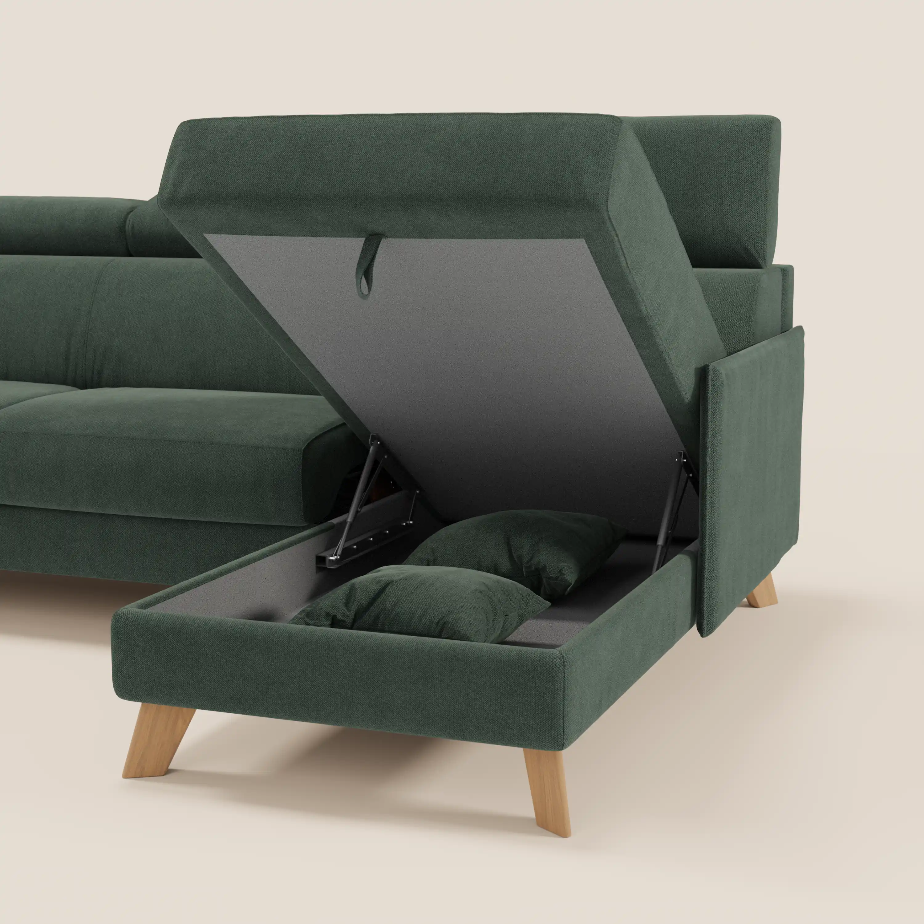 Sole Canapé d'angle convertible avec chaise longue avec coffre et têtières inclinables - tissu détachable T23 - Image 178