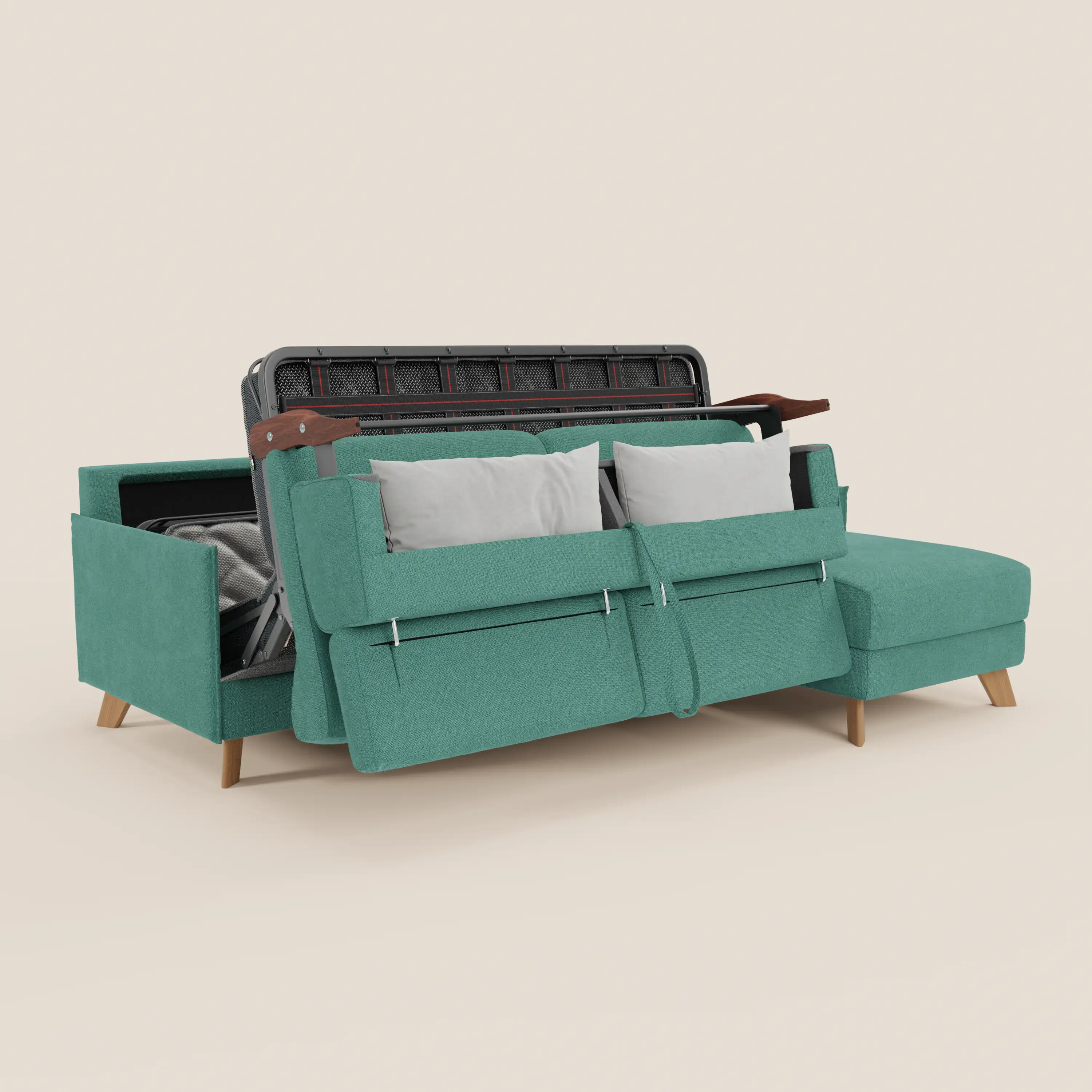 Sole Canapé d'angle convertible avec chaise longue avec coffre et têtières inclinables - tissu détachable T23 - Image 187