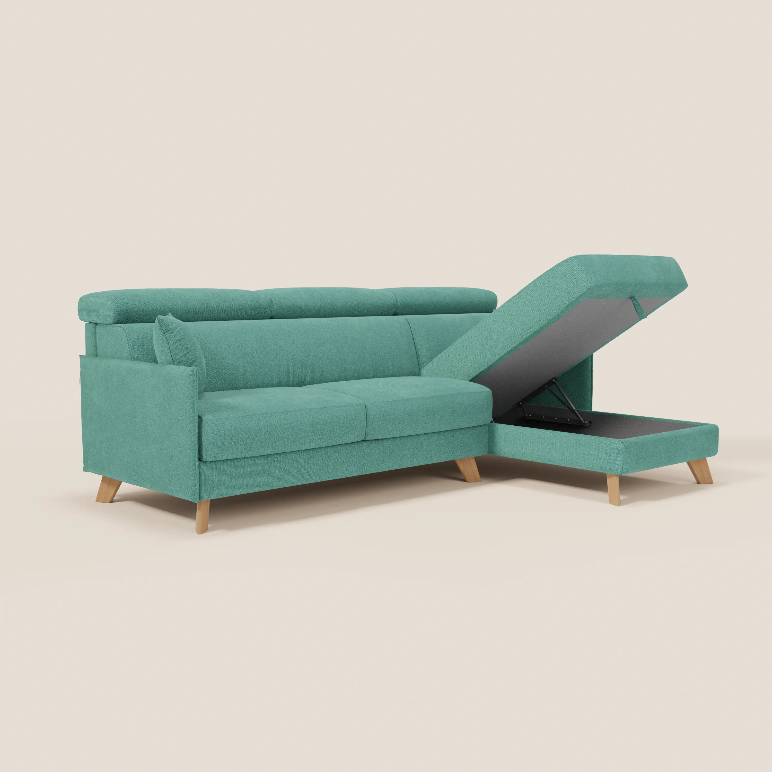 Sole Canapé d'angle convertible avec chaise longue avec coffre et têtières inclinables - tissu détachable T23 - Image 190