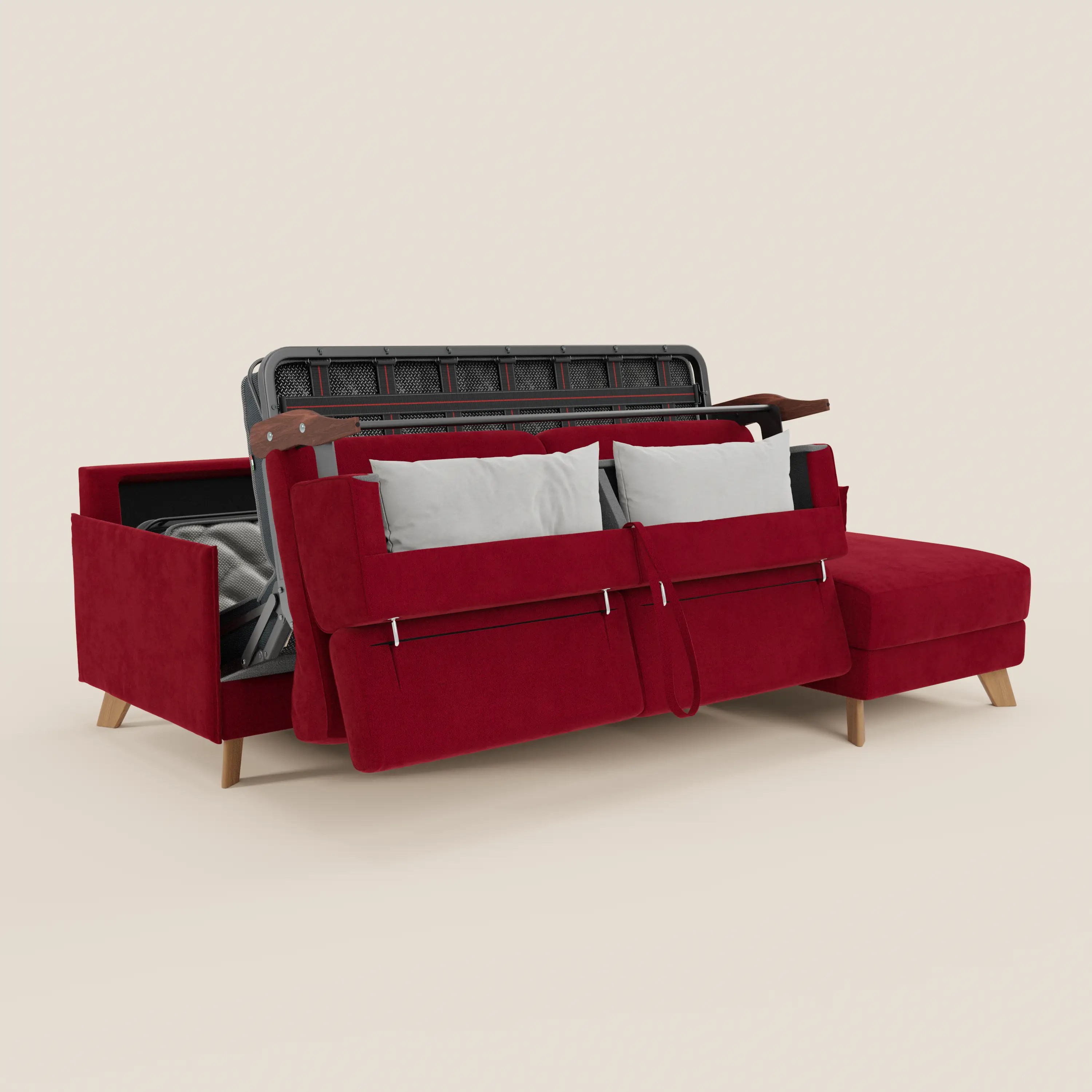 Sole Canapé d'angle convertible avec chaise longue avec coffre et têtières inclinables - tissu détachable T23 - Image 202