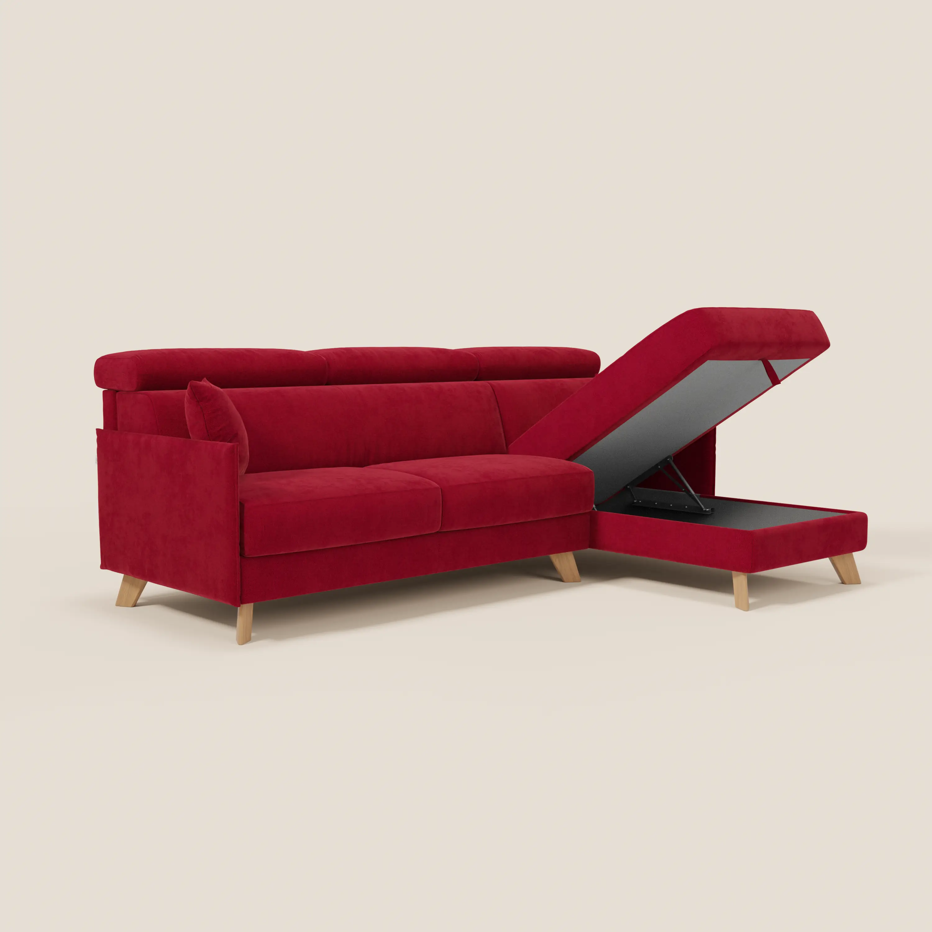 Sole Canapé d'angle convertible avec chaise longue avec coffre et têtières inclinables - tissu détachable T23 - Image 205