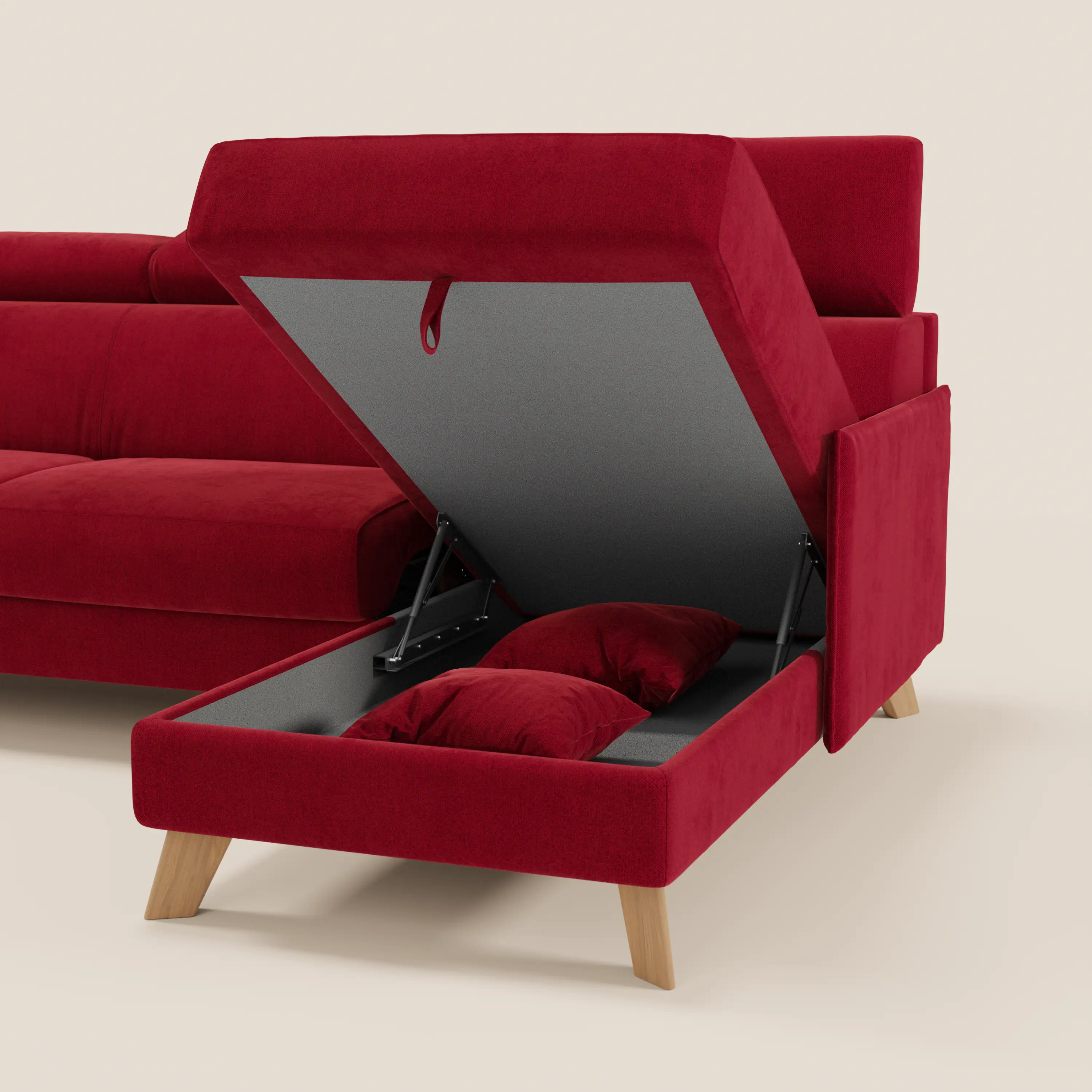 Sole Canapé d'angle convertible avec chaise longue avec coffre et têtières inclinables - tissu détachable T23 - Image 208