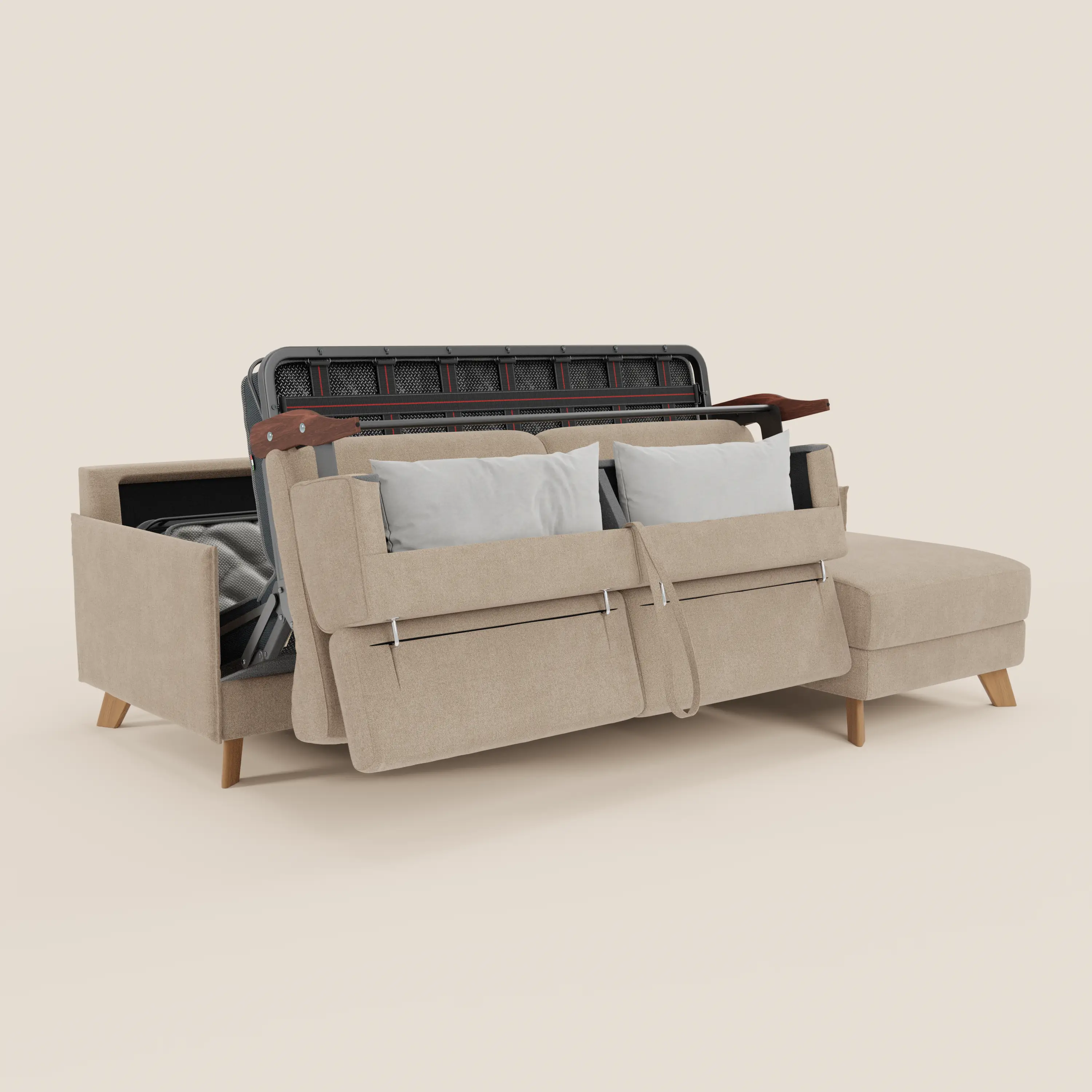Sole Canapé d'angle convertible avec chaise longue avec coffre et têtières inclinables - tissu détachable T23 - Image 22
