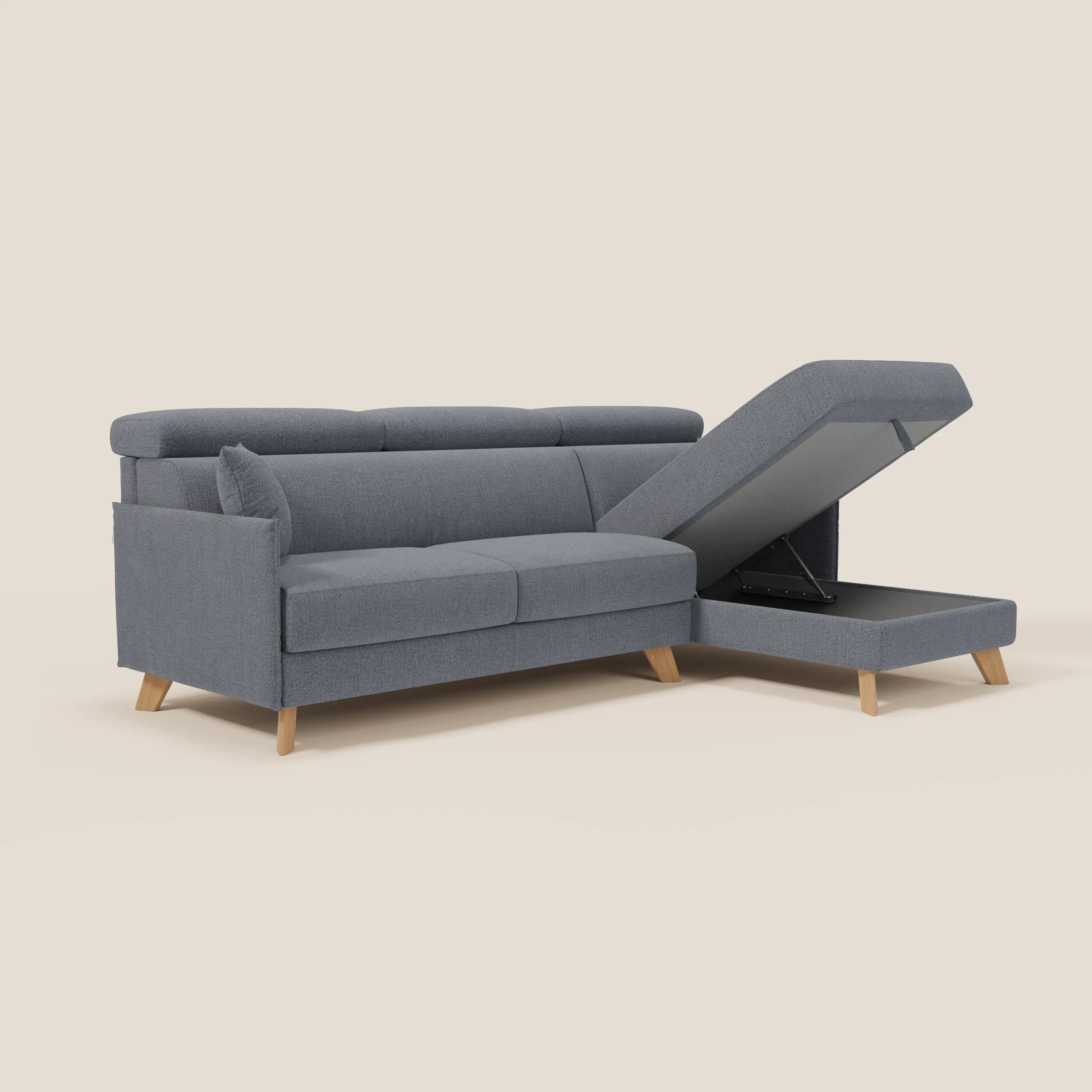 Sole Canapé d'angle convertible avec chaise longue avec coffre et têtières inclinables - tissu détachable T23 - Image 220