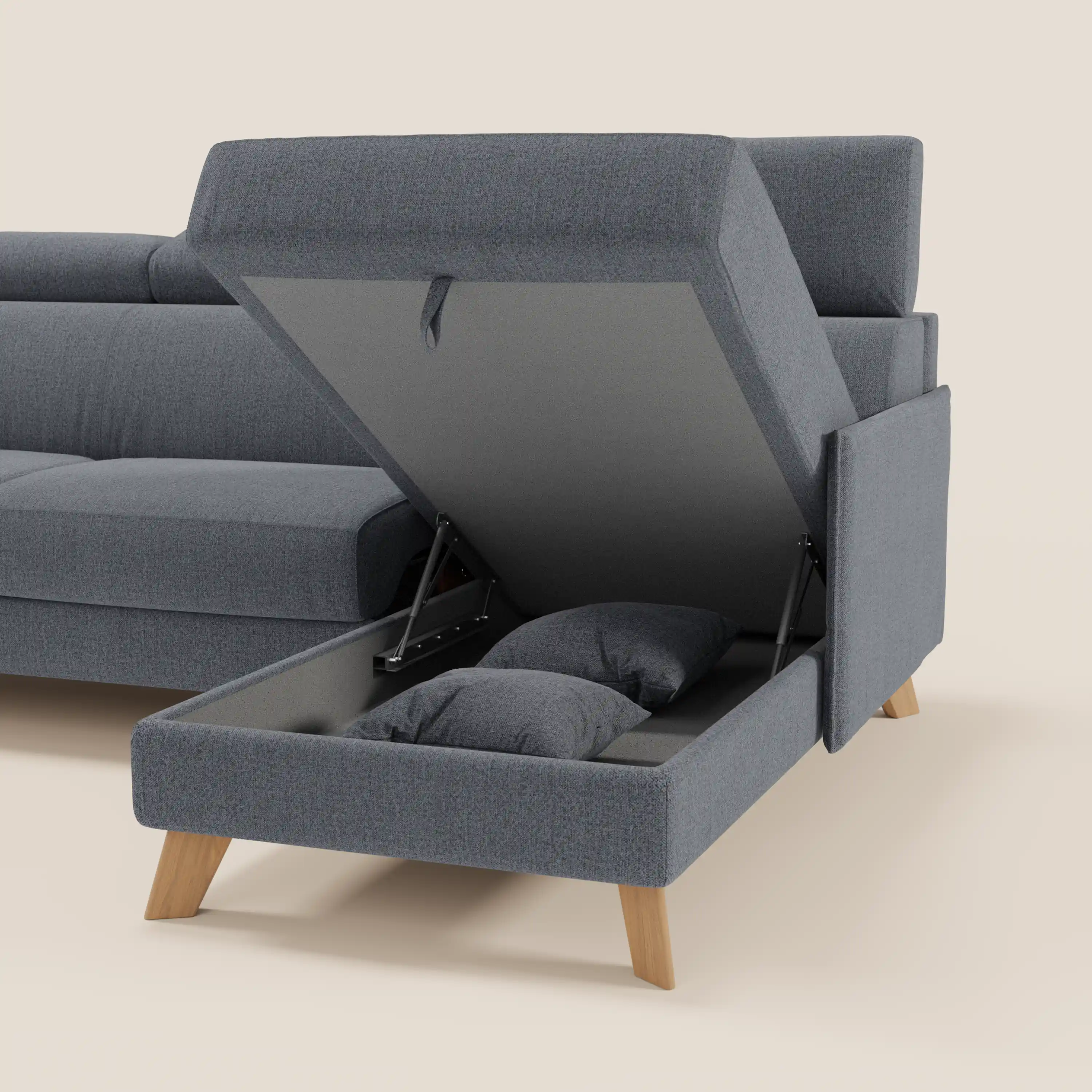 Sole Canapé d'angle convertible avec chaise longue avec coffre et têtières inclinables - tissu détachable T23 - Image 223