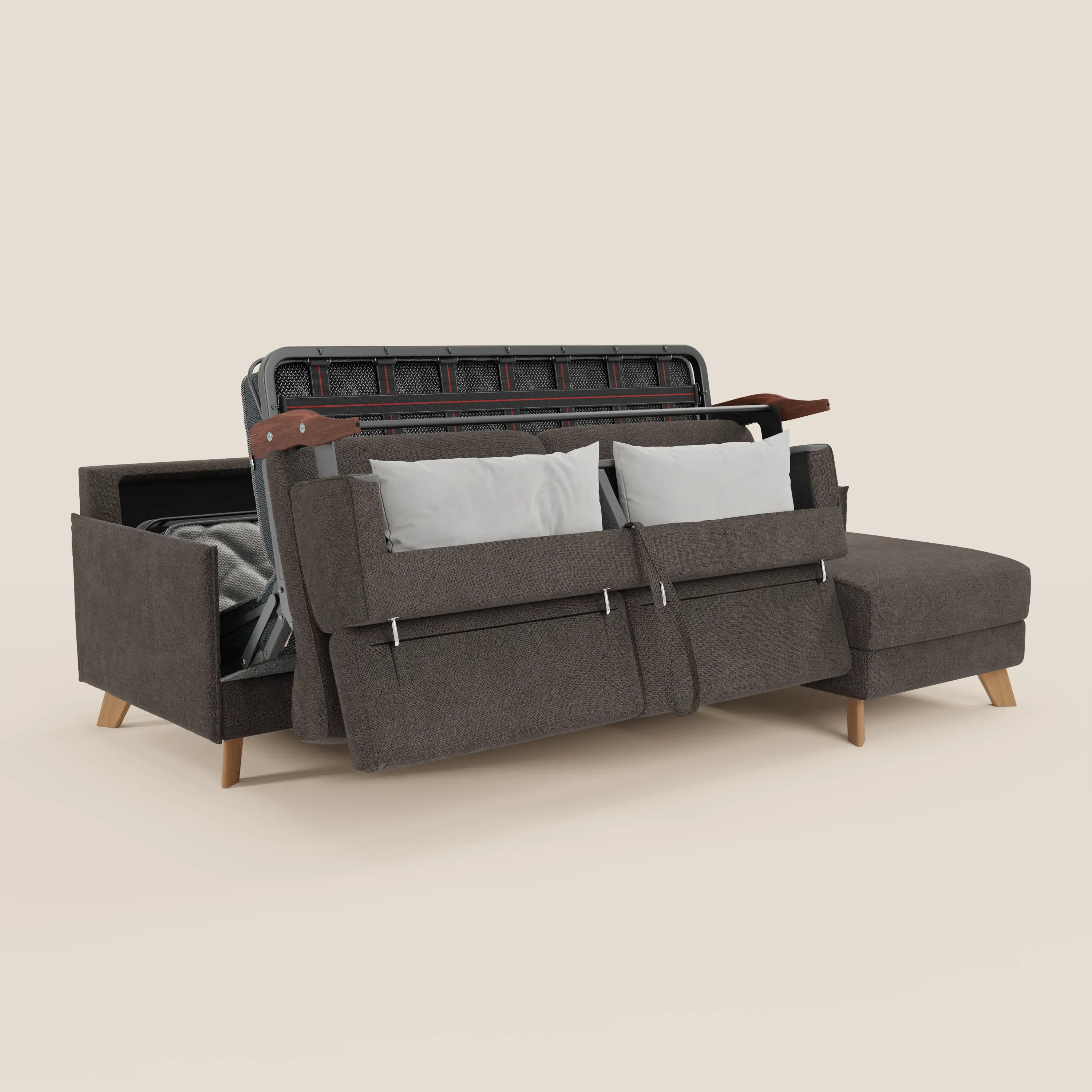 Sole Canapé d'angle convertible avec chaise longue avec coffre et têtières inclinables - tissu détachable T23 - Image 232