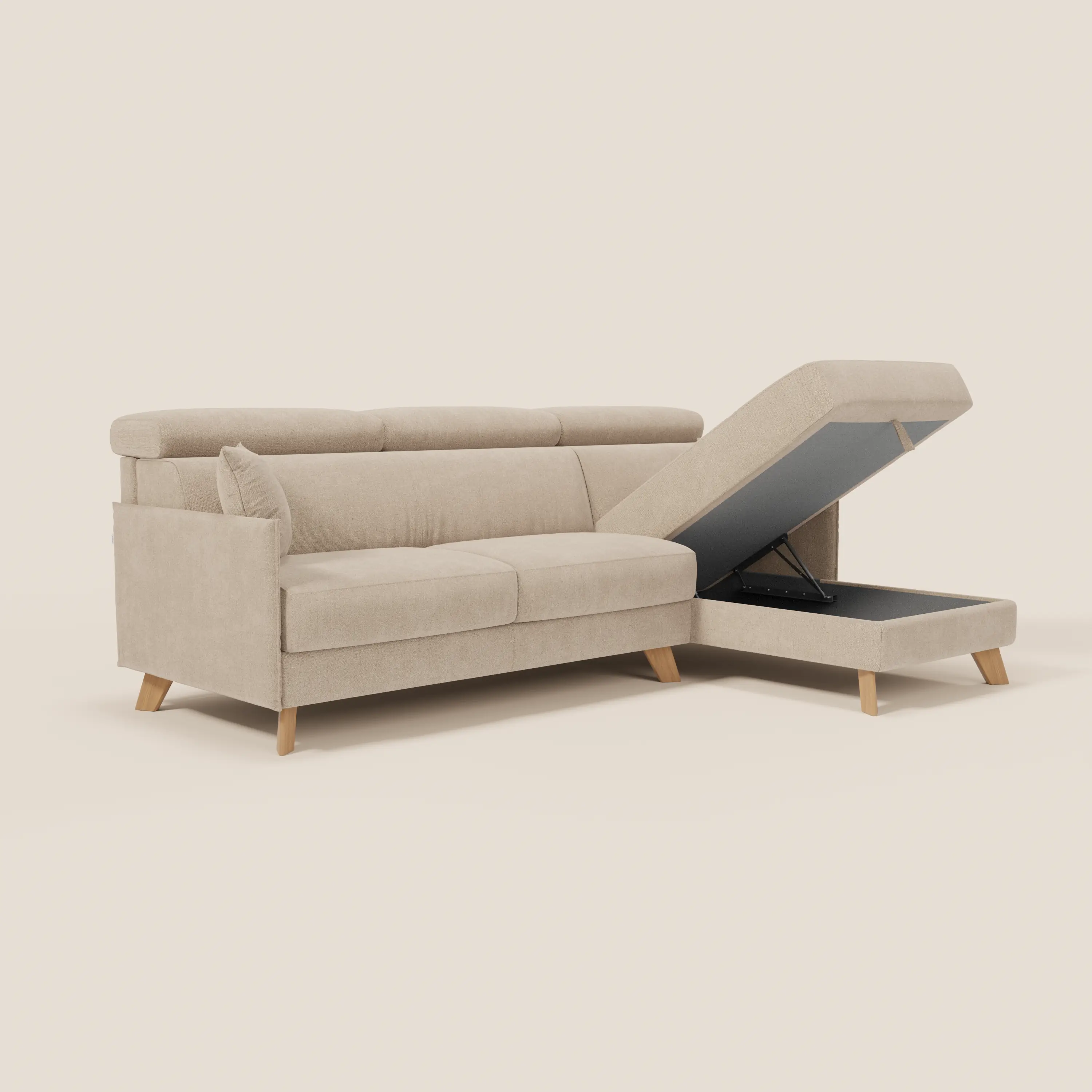 Sole Canapé d'angle convertible avec chaise longue avec coffre et têtières inclinables - tissu détachable T23 - Image 25