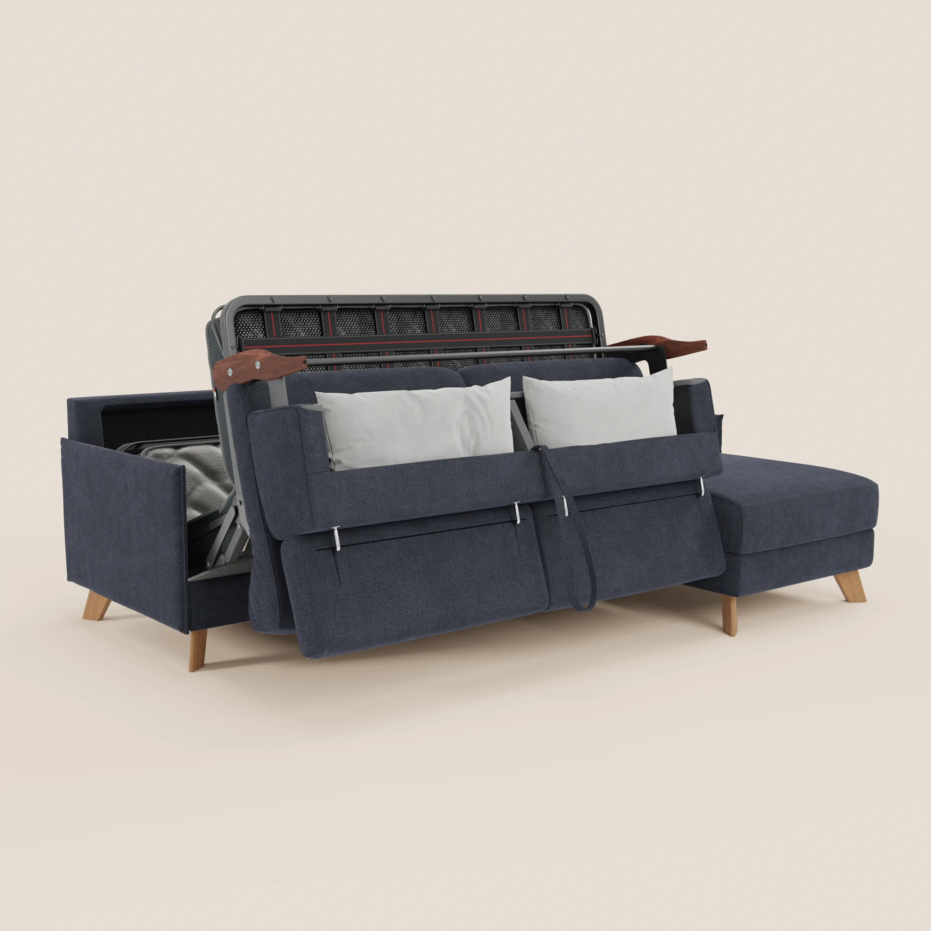 Sole Canapé d'angle convertible avec chaise longue avec coffre et têtières inclinables - tissu détachable T23 - Image 37