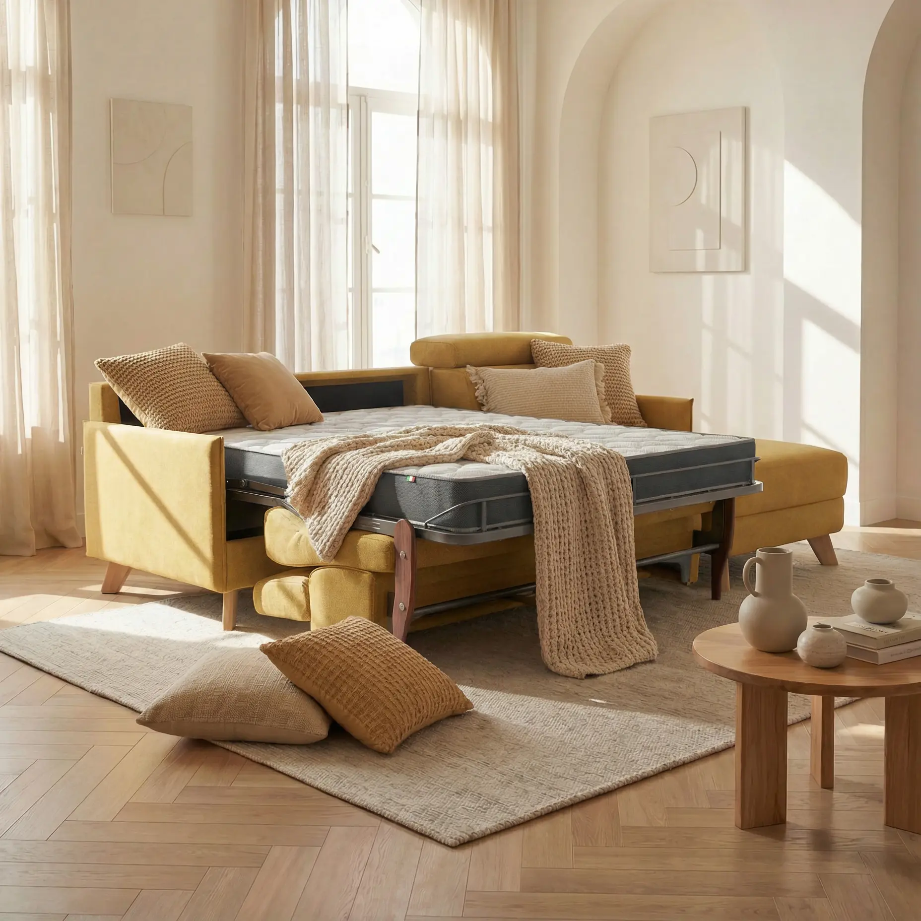 Sole Canapé d'angle convertible avec chaise longue avec coffre et têtières inclinables - tissu détachable T23 - Image 4