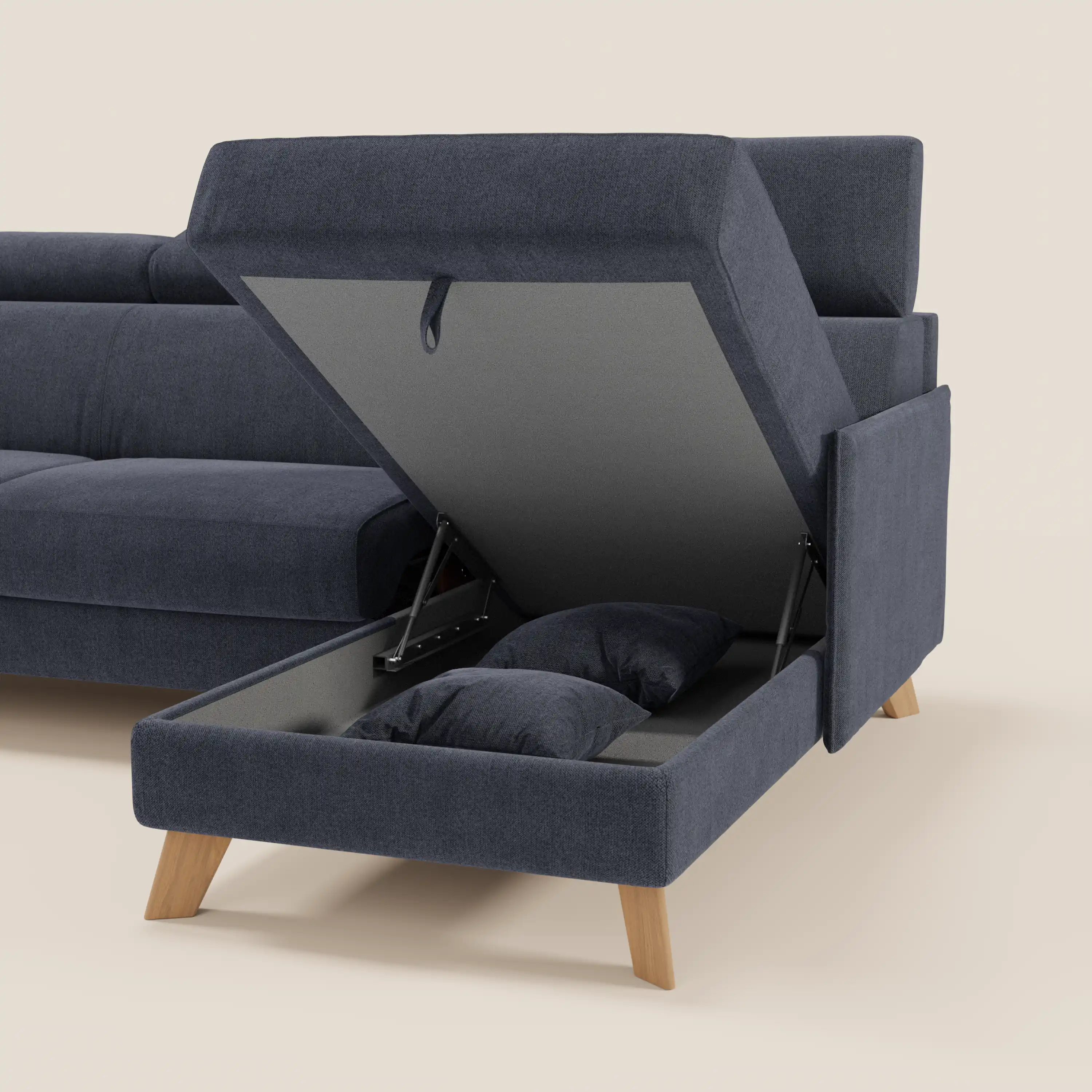 Sole Canapé d'angle convertible avec chaise longue avec coffre et têtières inclinables - tissu détachable T23 - Image 42