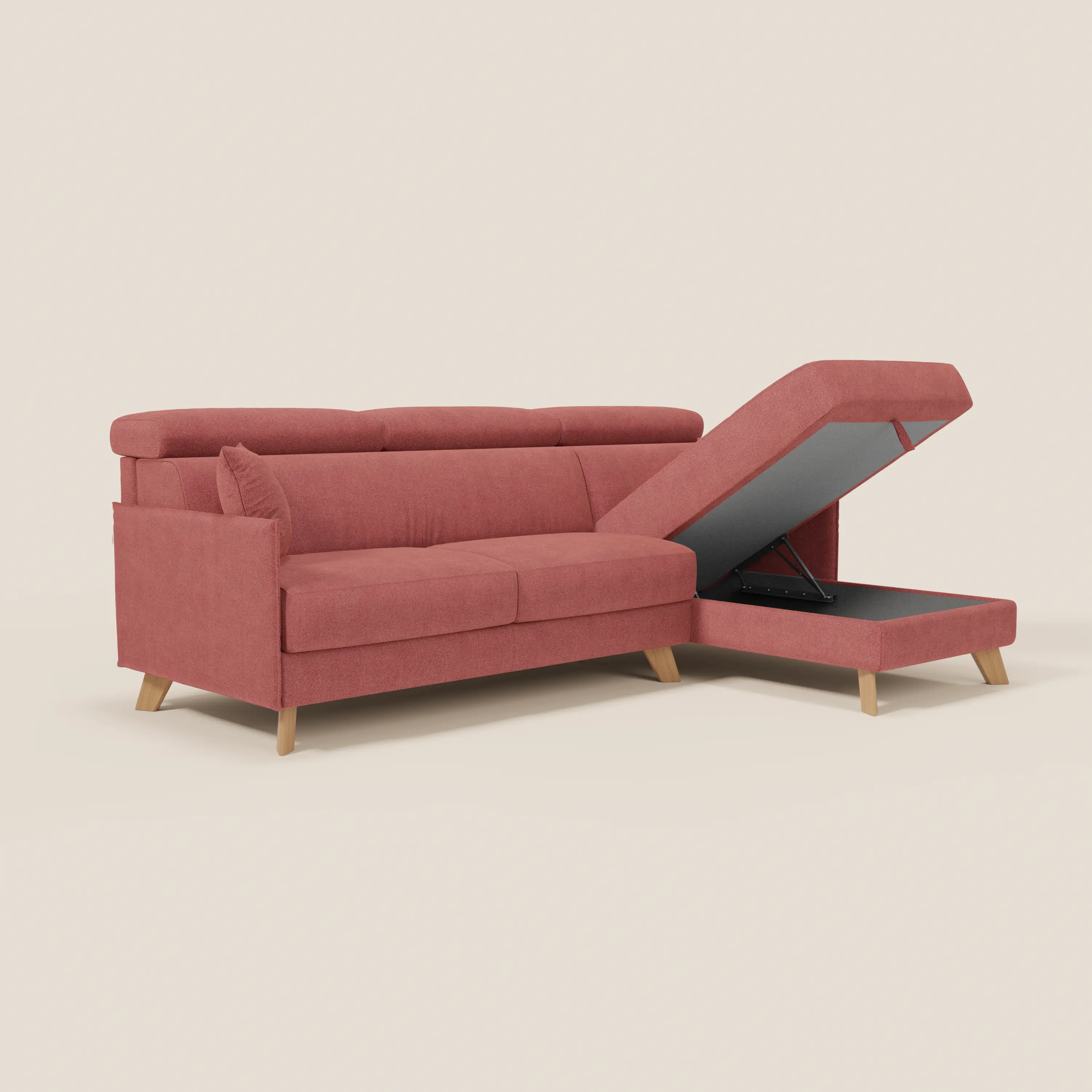 Sole Canapé d'angle convertible avec chaise longue avec coffre et têtières inclinables - tissu détachable T23 - Image 55