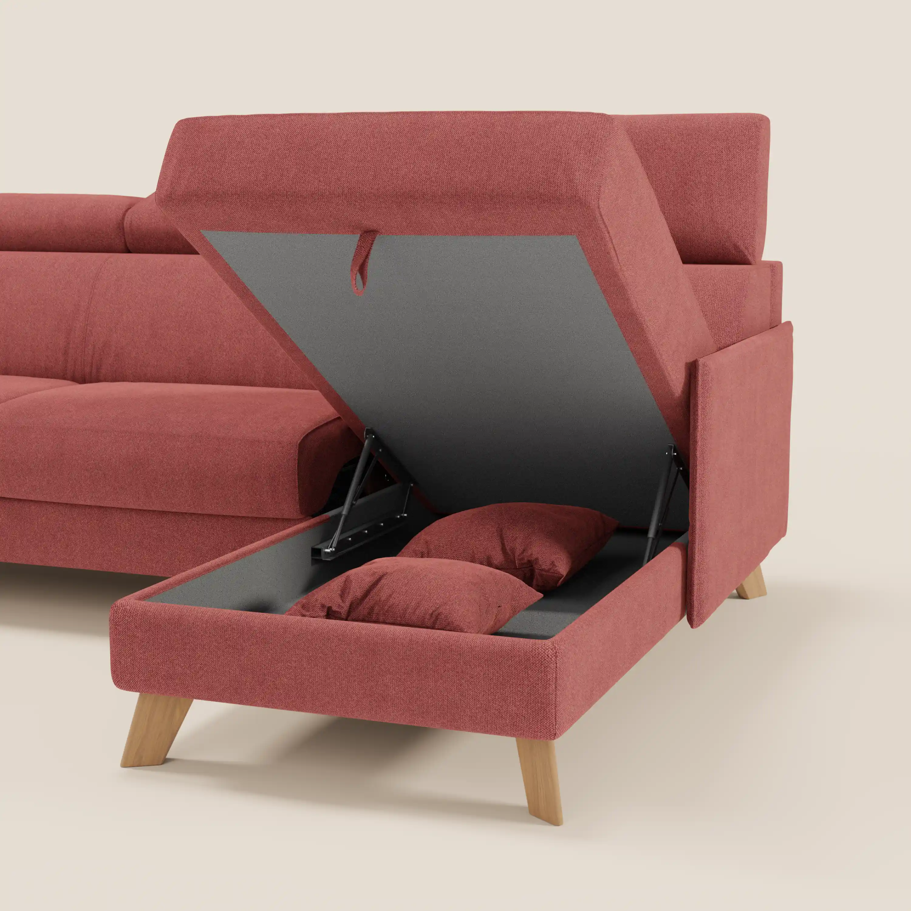Sole Canapé d'angle convertible avec chaise longue avec coffre et têtières inclinables - tissu détachable T23 - Image 57