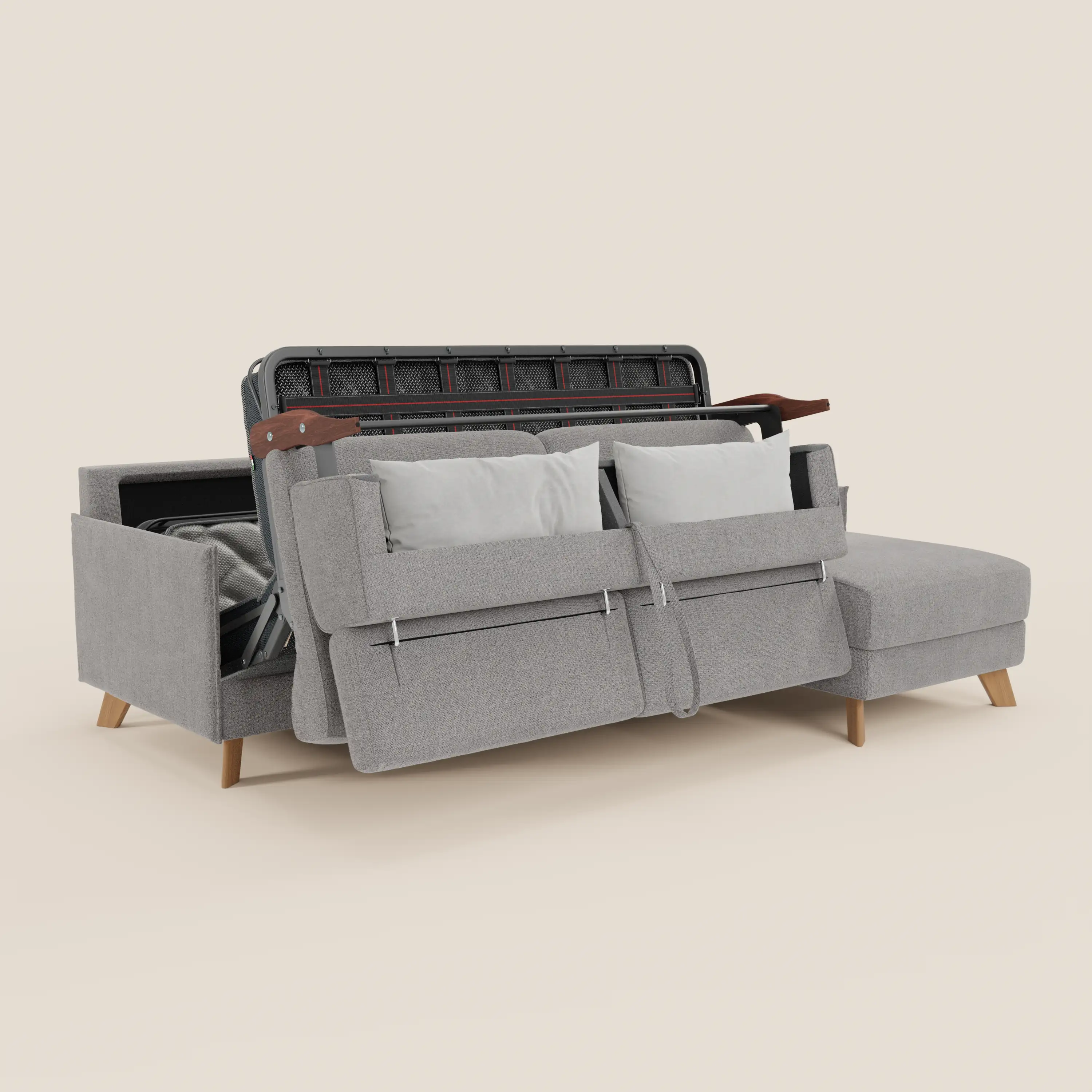 Sole Canapé d'angle convertible avec chaise longue avec coffre et têtières inclinables - tissu détachable T23 - Image 67